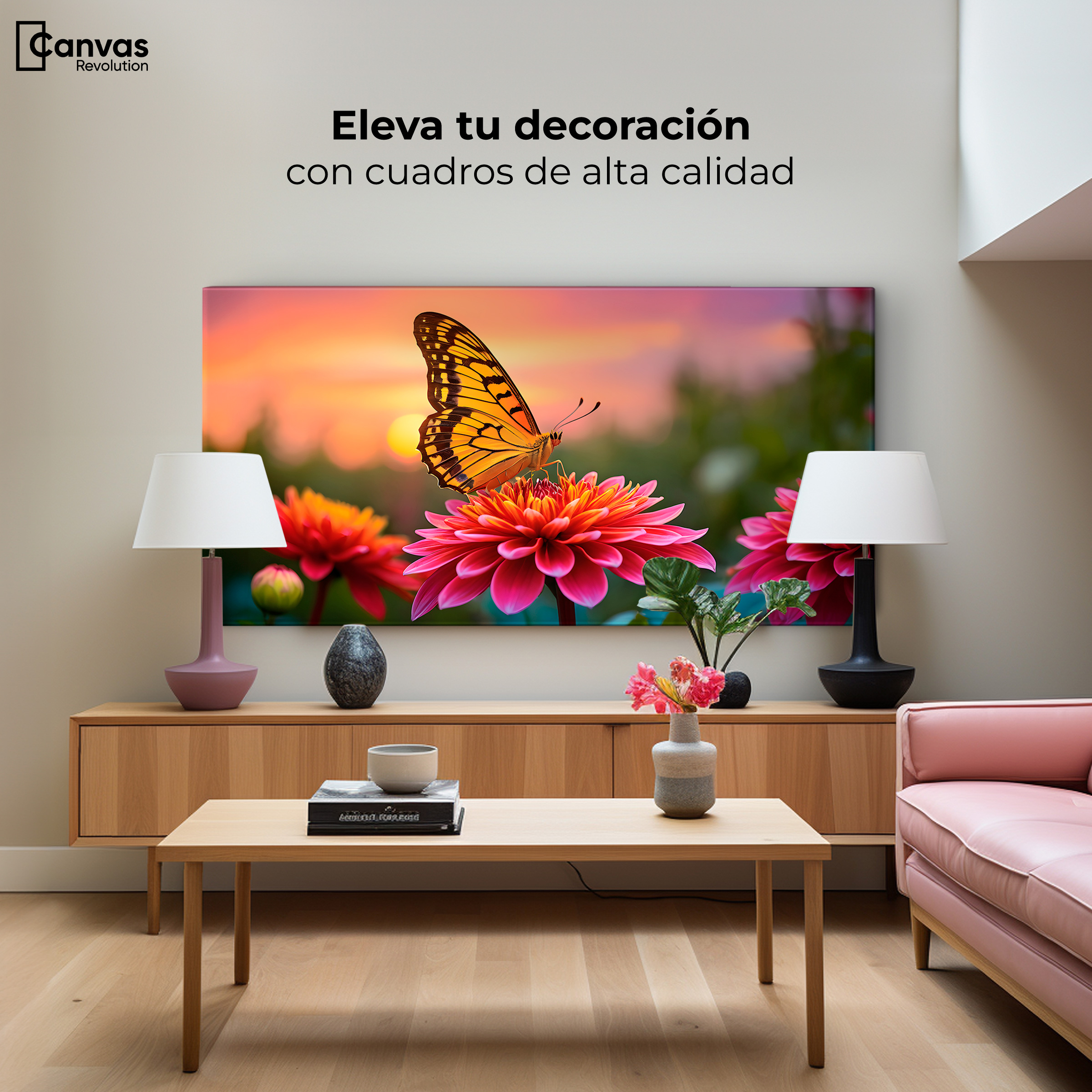 Foto 4 pulgar | Cuadro Mariposas Canvas Mariposa Radiante 120x60