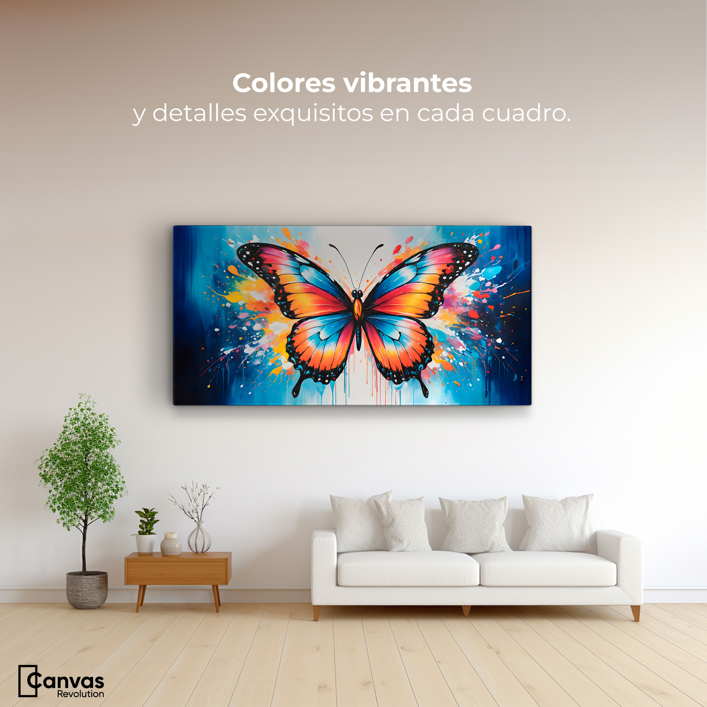 Foto 3 pulgar | Cuadro Mariposas Canvas Mariposa Y Arte 120x60