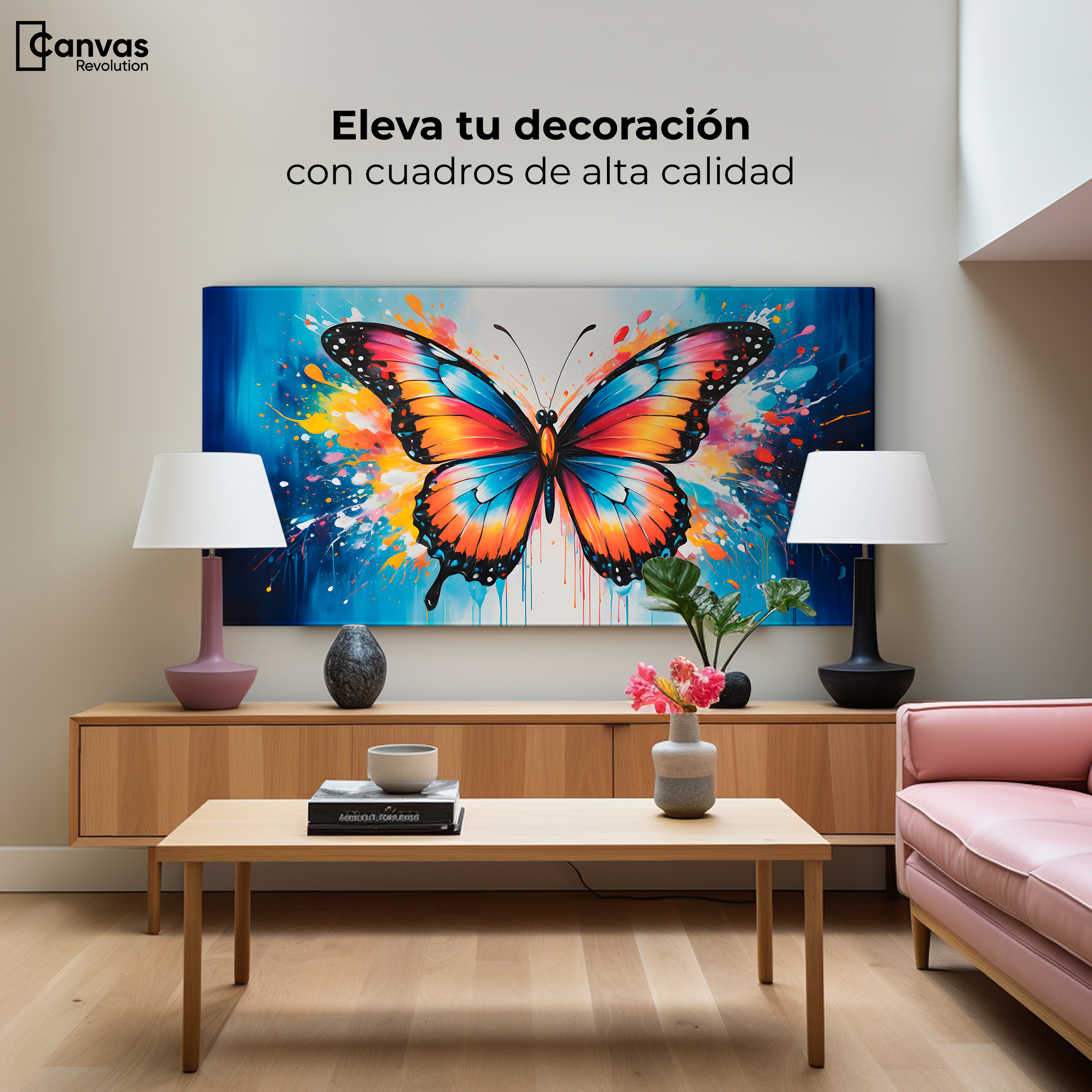 Foto 3 | Cuadro Mariposas Canvas Mariposa Y Arte 120x60