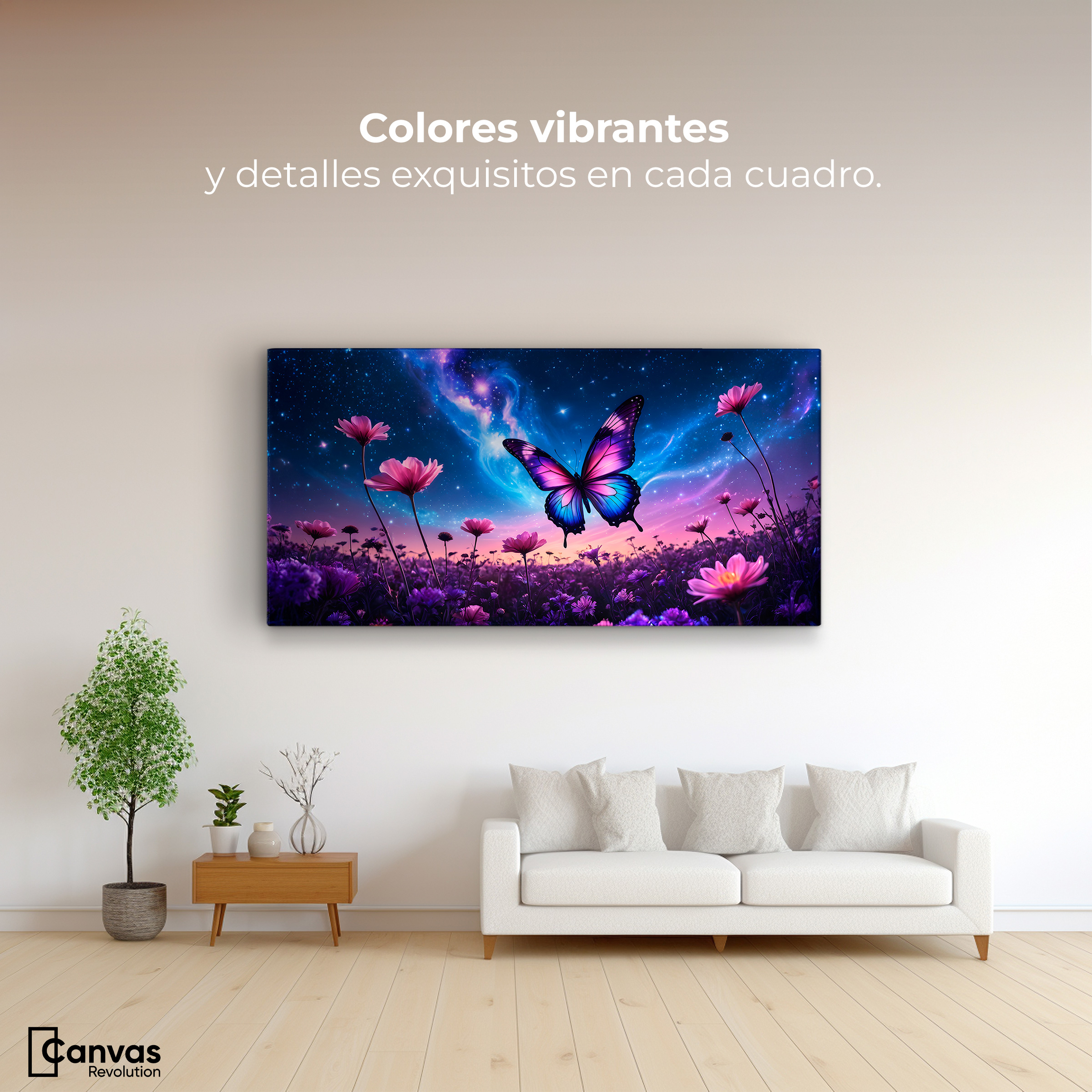 Foto 3 pulgar | Cuadro Mariposas Canvas Alas En El Silencio 120x60