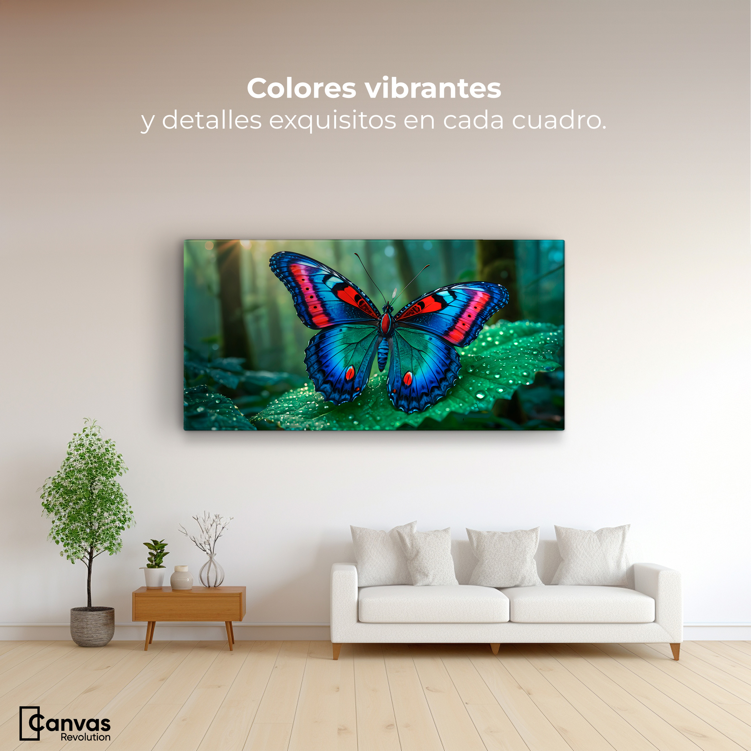 Foto 3 pulgar | Cuadro Mariposas Canvas Mariposa De Selva 120x60