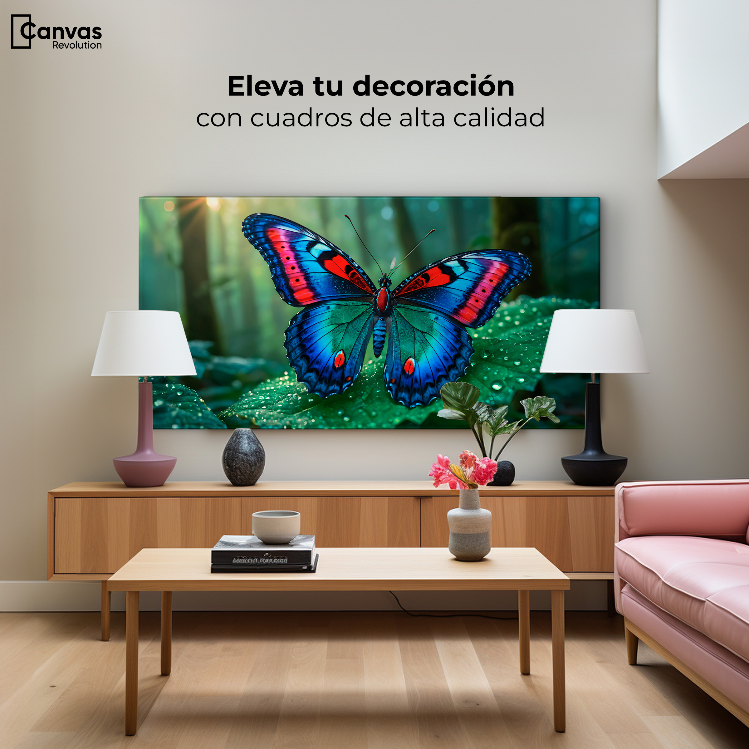 Foto 4 pulgar | Cuadro Mariposas Canvas Mariposa De Selva 120x60