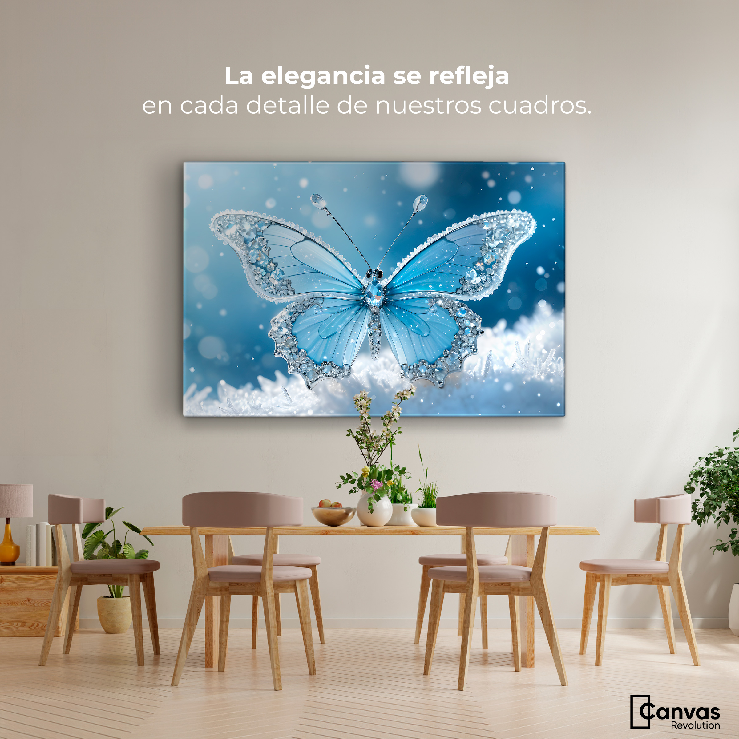 Foto 3 pulgar | Cuadro Mariposas Canvas Alas De Diamante 90x60