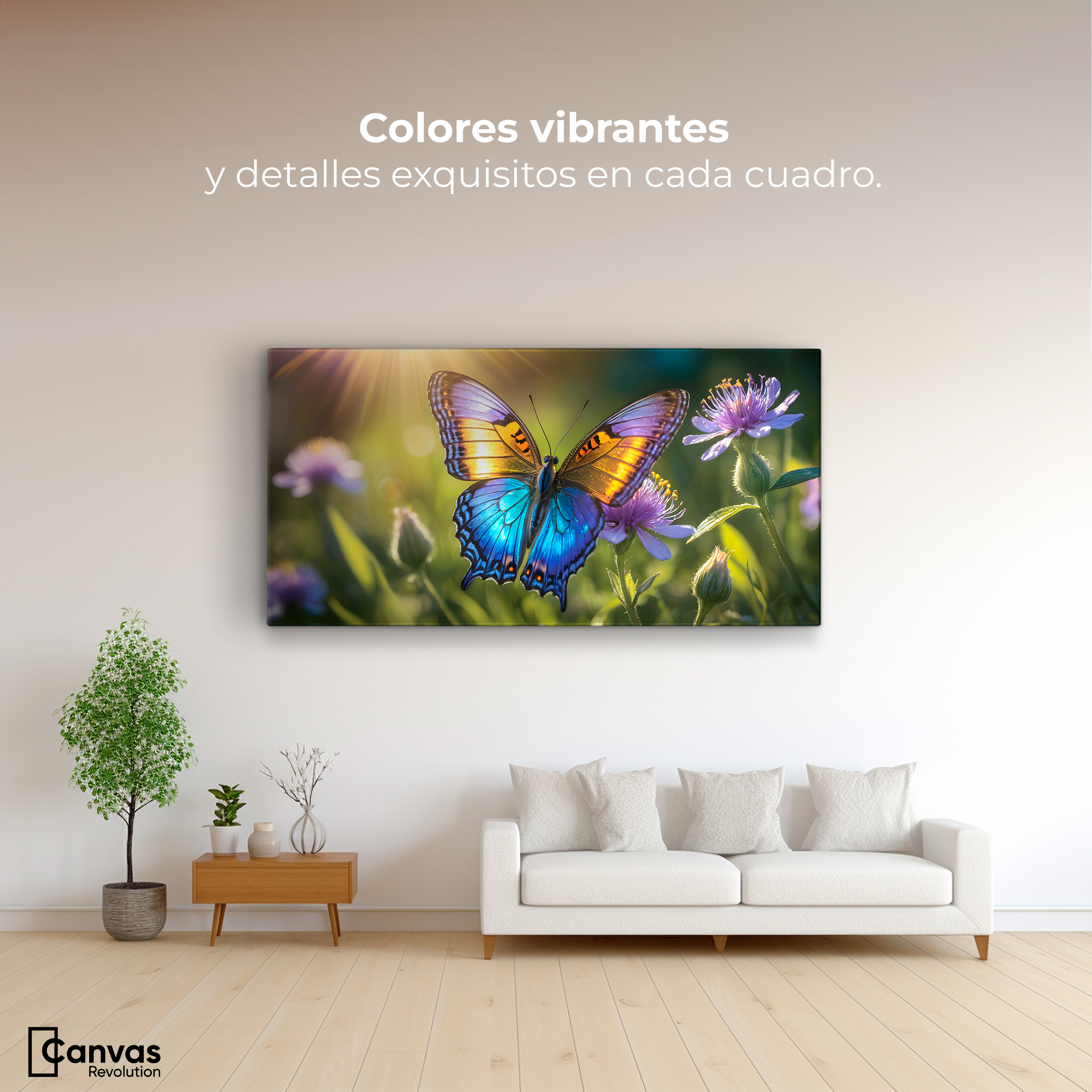 Foto 3 pulgar | Cuadro Mariposas Canvas Alas En El Sol 120x60