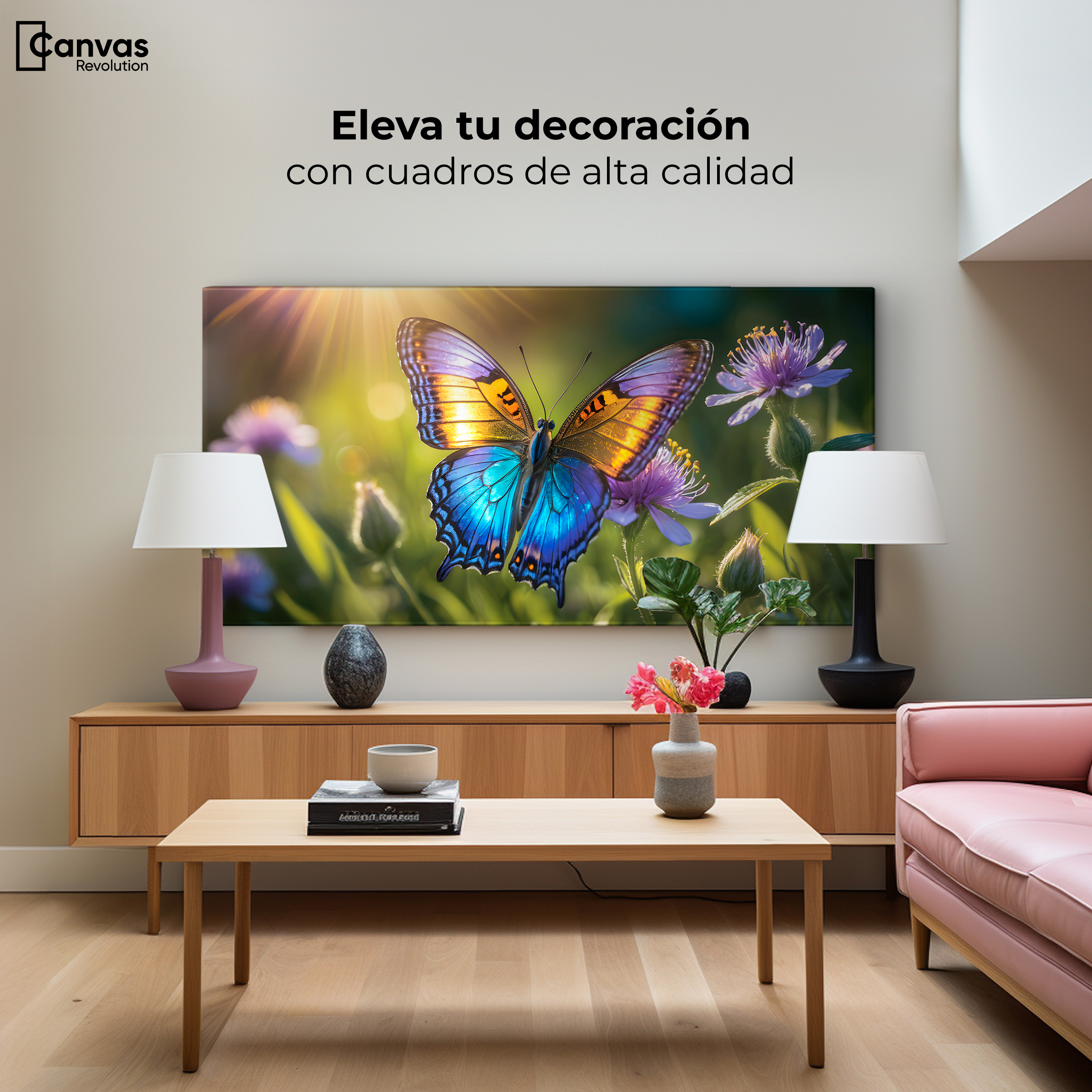 Foto 4 pulgar | Cuadro Mariposas Canvas Alas En El Sol 120x60