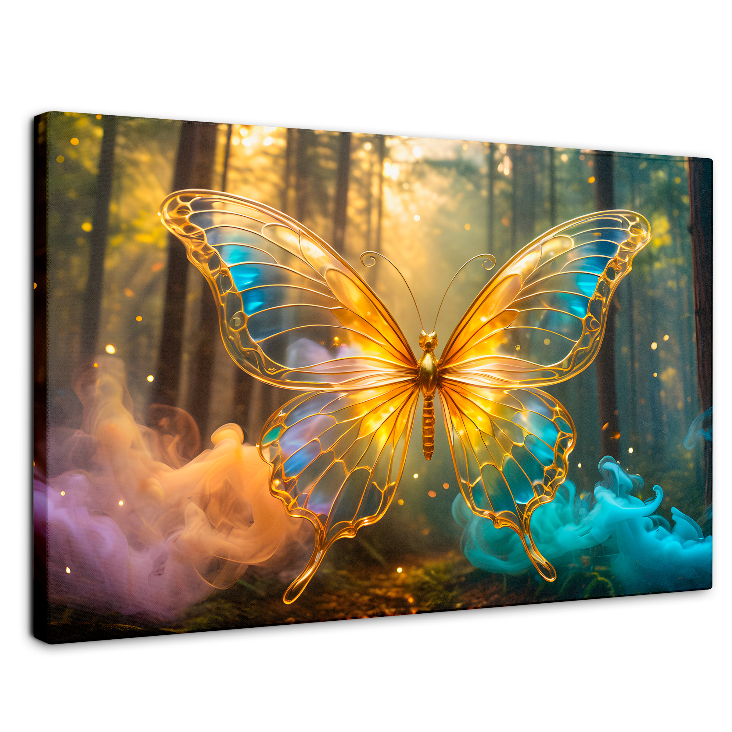 Foto 2 pulgar | Cuadro Mariposas Canvas Bosque De Cristal 90x60