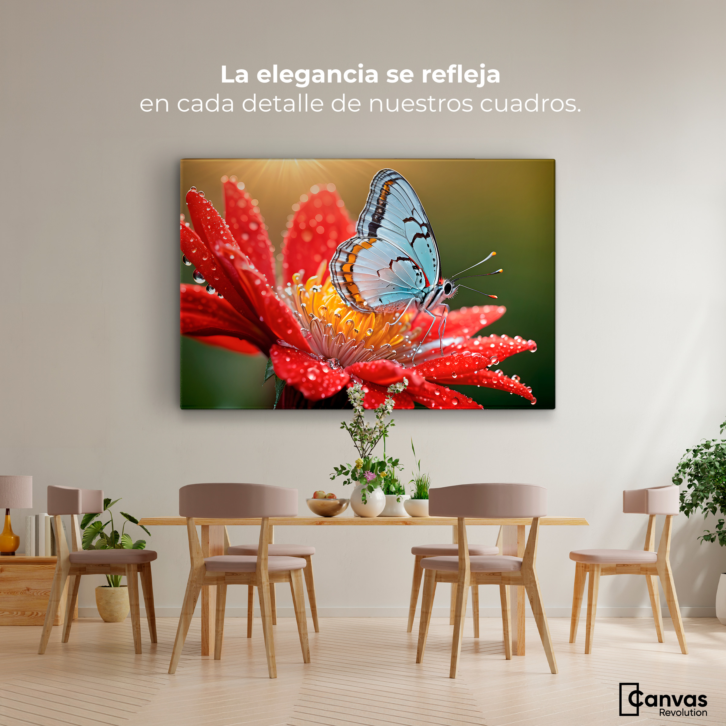 Foto 3 pulgar | Cuadro Mariposas Canvas Alas Sobre Flor 90x60