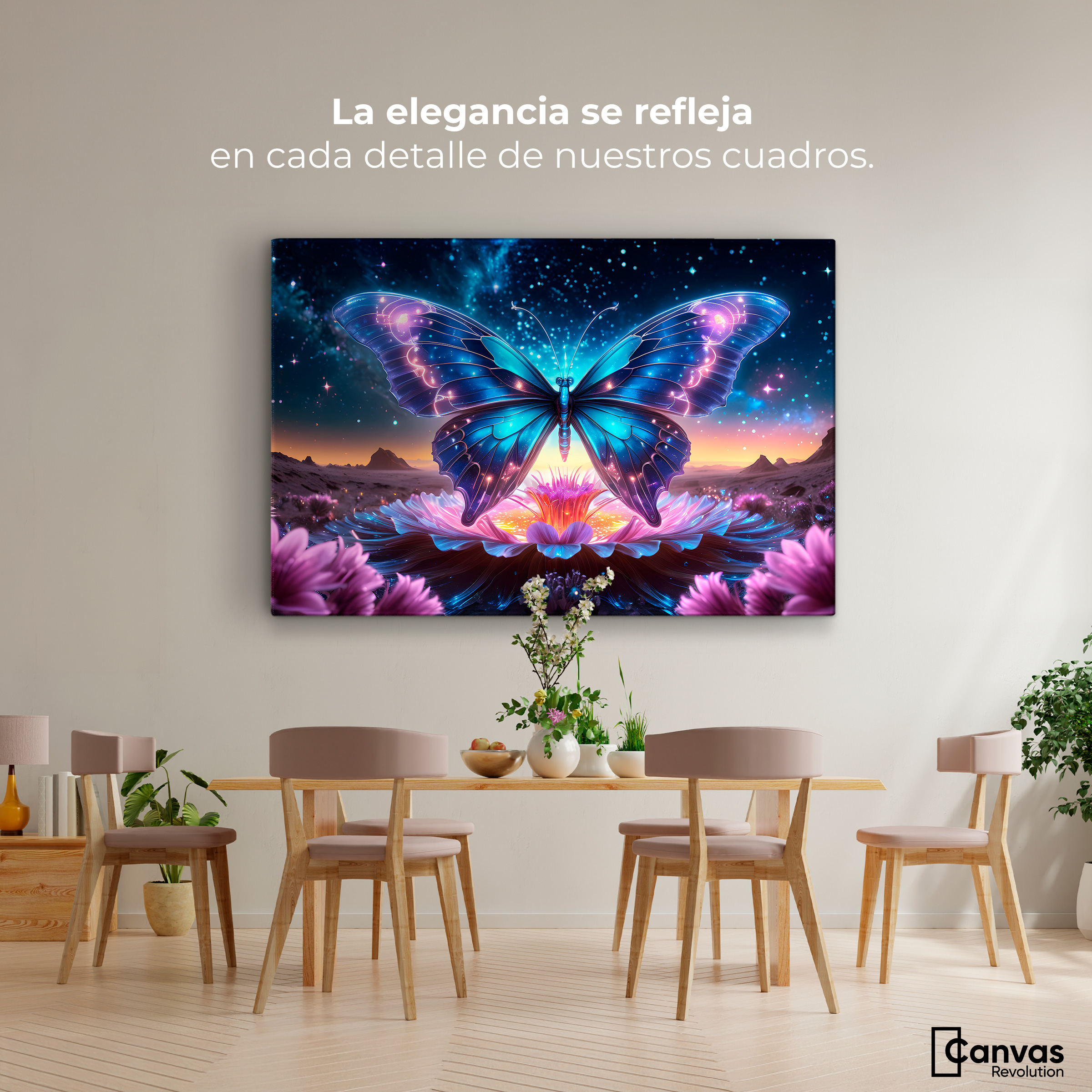 Foto 3 pulgar | Cuadro Mariposas Canvas Mariposa Encantada 90x60