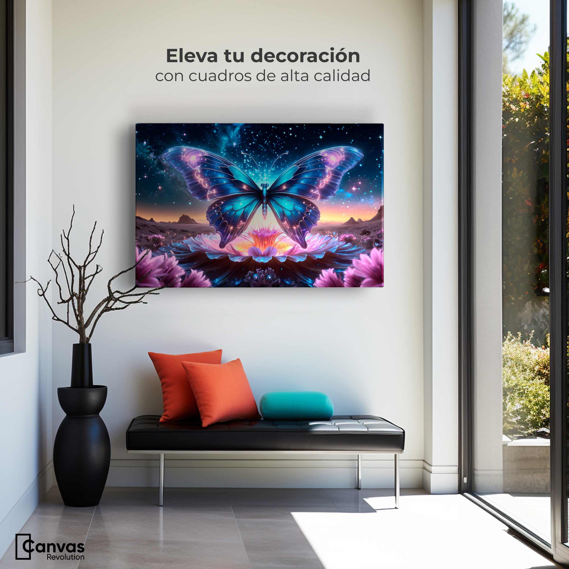 Foto 4 pulgar | Cuadro Mariposas Canvas Mariposa Encantada 90x60