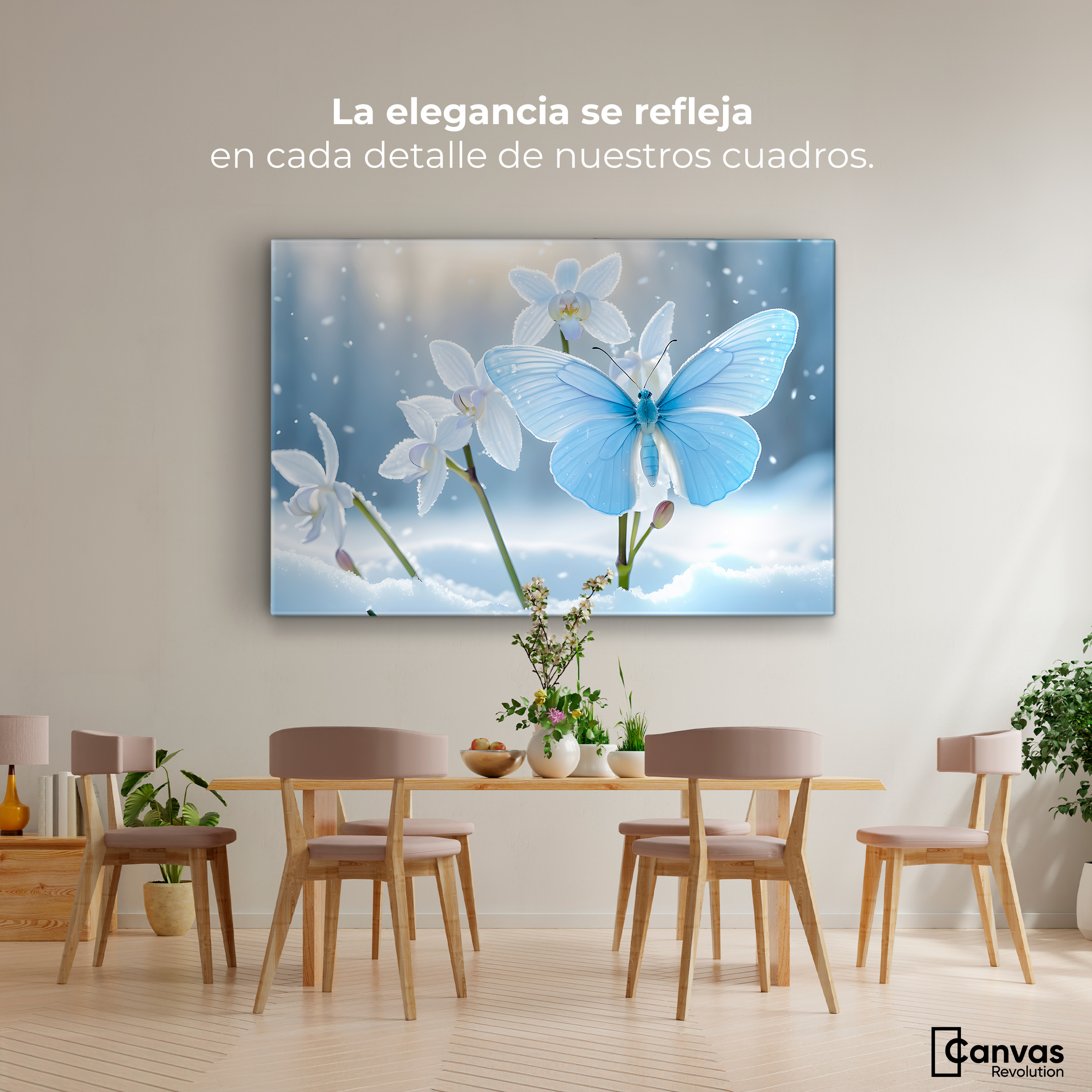 Foto 3 pulgar | Cuadro Mariposas Canvas Alas En Hielo 90x60