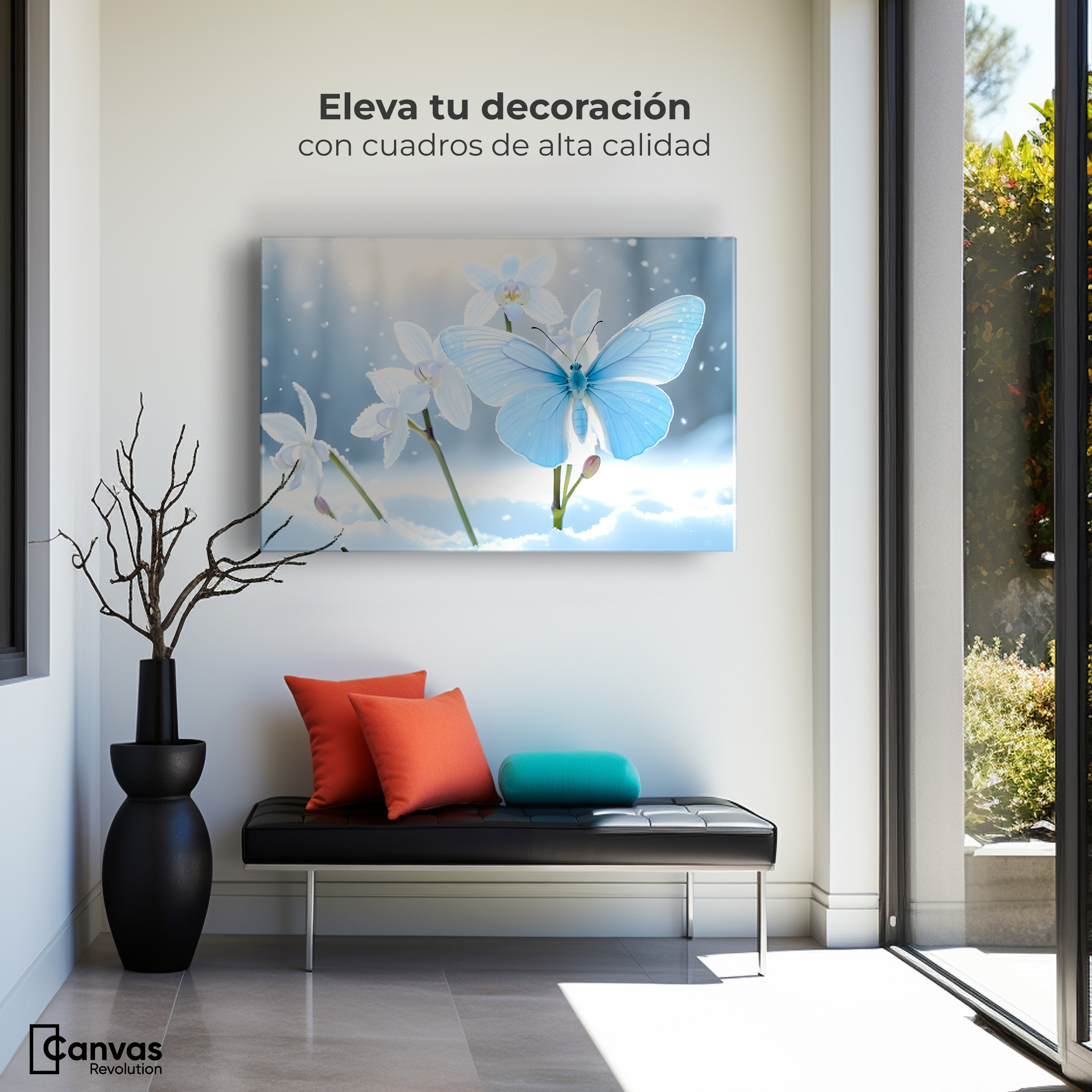 Foto 4 pulgar | Cuadro Mariposas Canvas Alas En Hielo 90x60