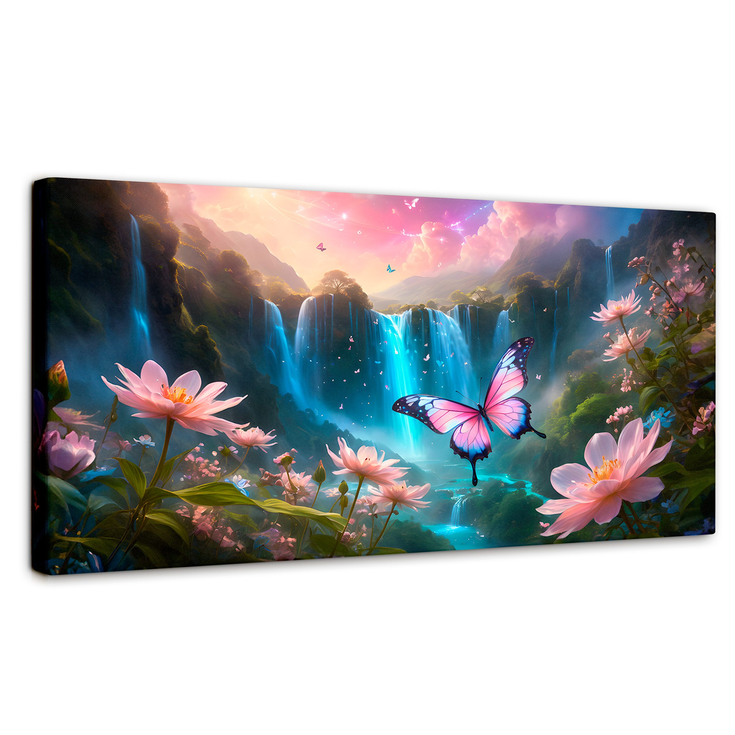 Foto 2 pulgar | Cuadro Mariposas Canvas Cascada De Alas 120x60
