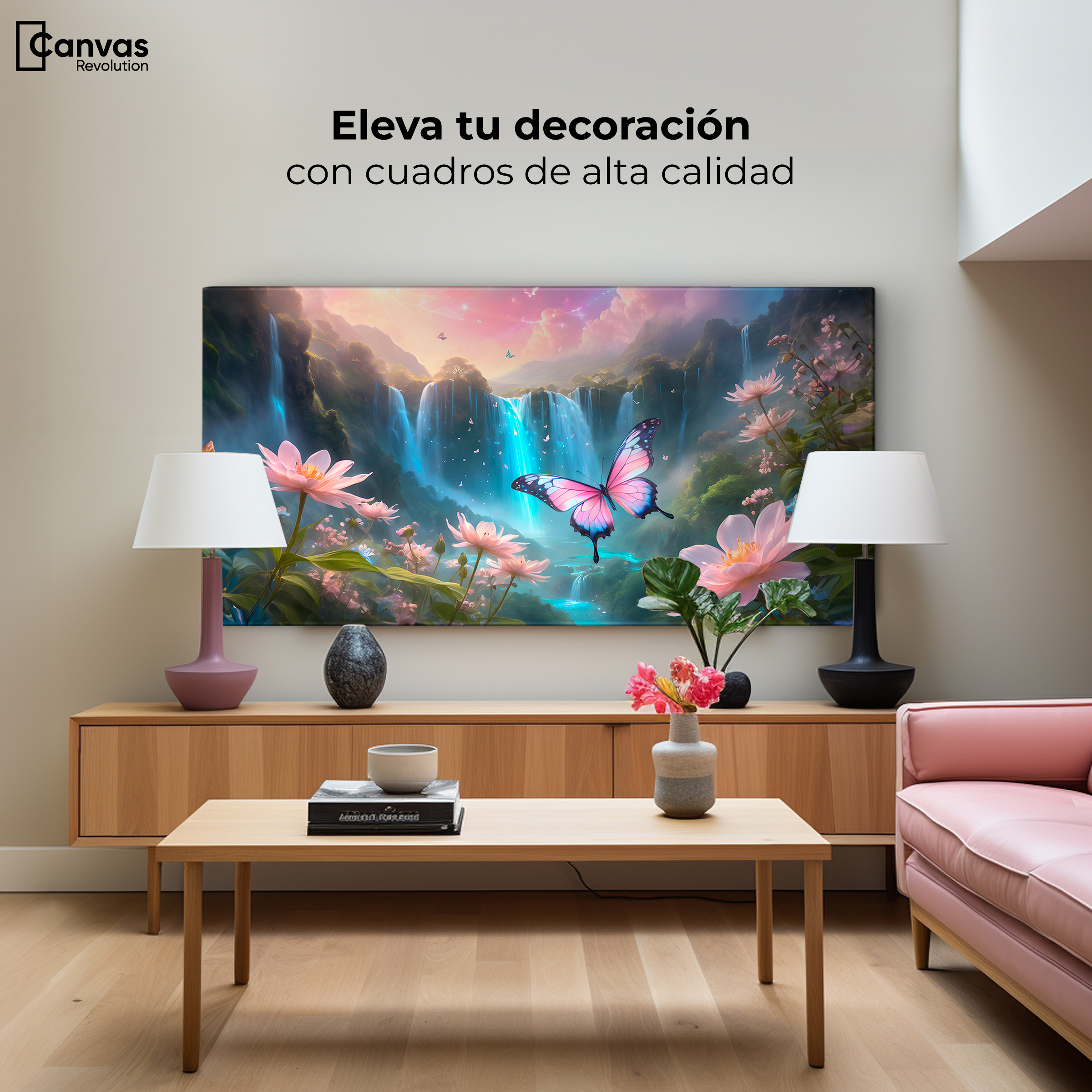 Foto 3 | Cuadro Mariposas Canvas Cascada De Alas 120x60