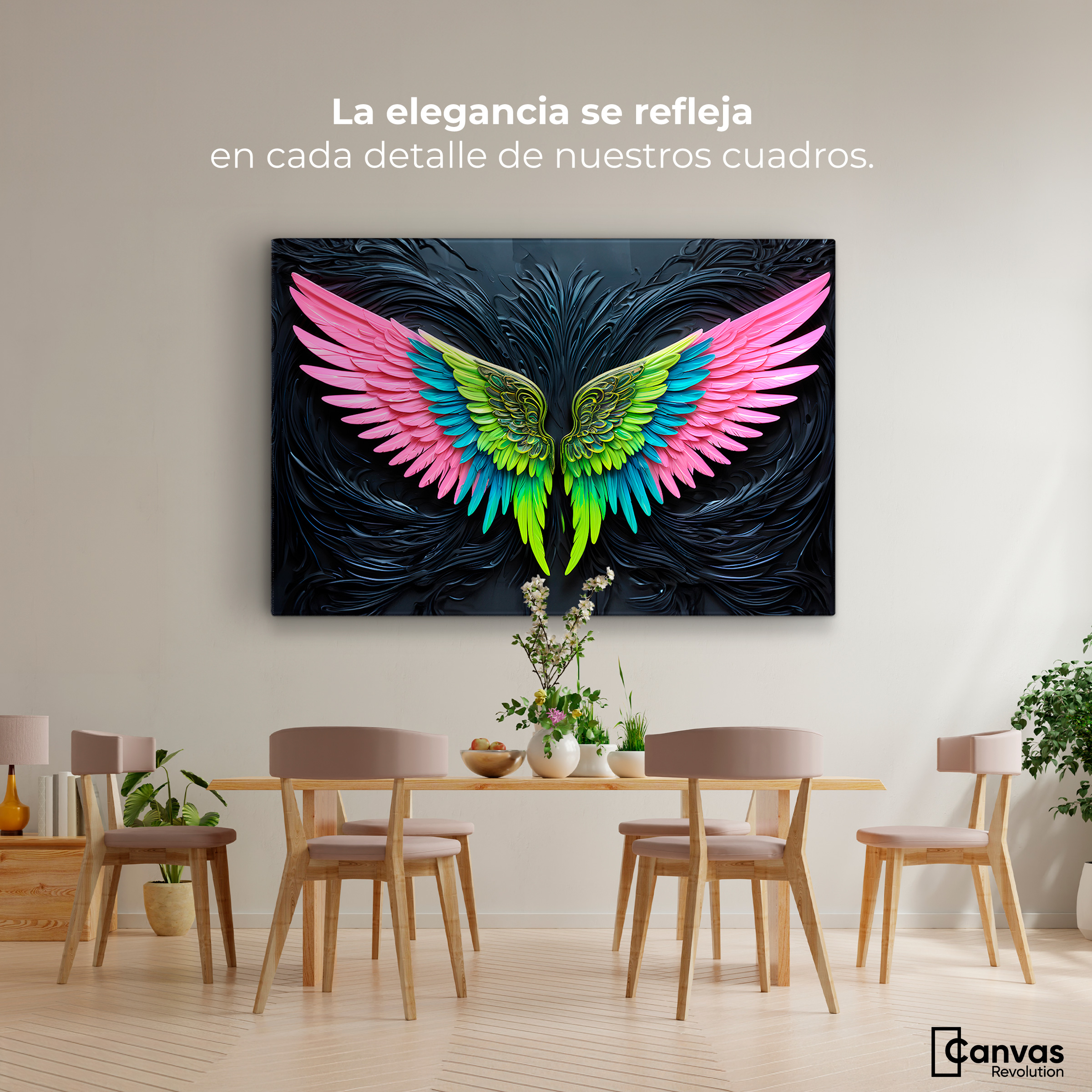 Foto 3 pulgar | Cuadro Alas De Ángel Canvas Alas Ángel Lucido 90x60
