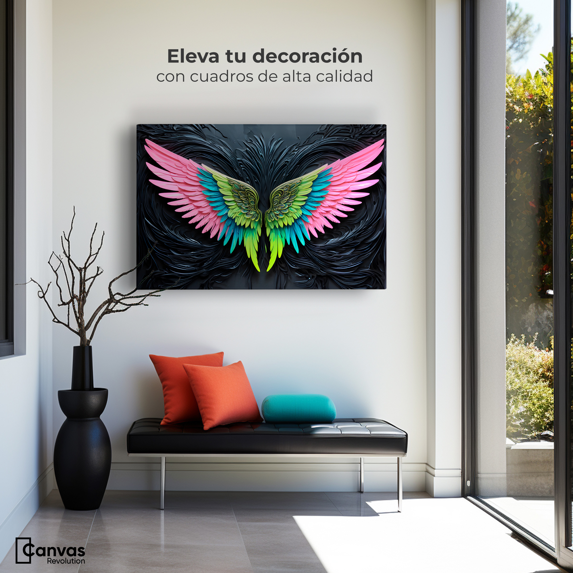 Foto 4 pulgar | Cuadro Alas De Ángel Canvas Alas Ángel Lucido 90x60