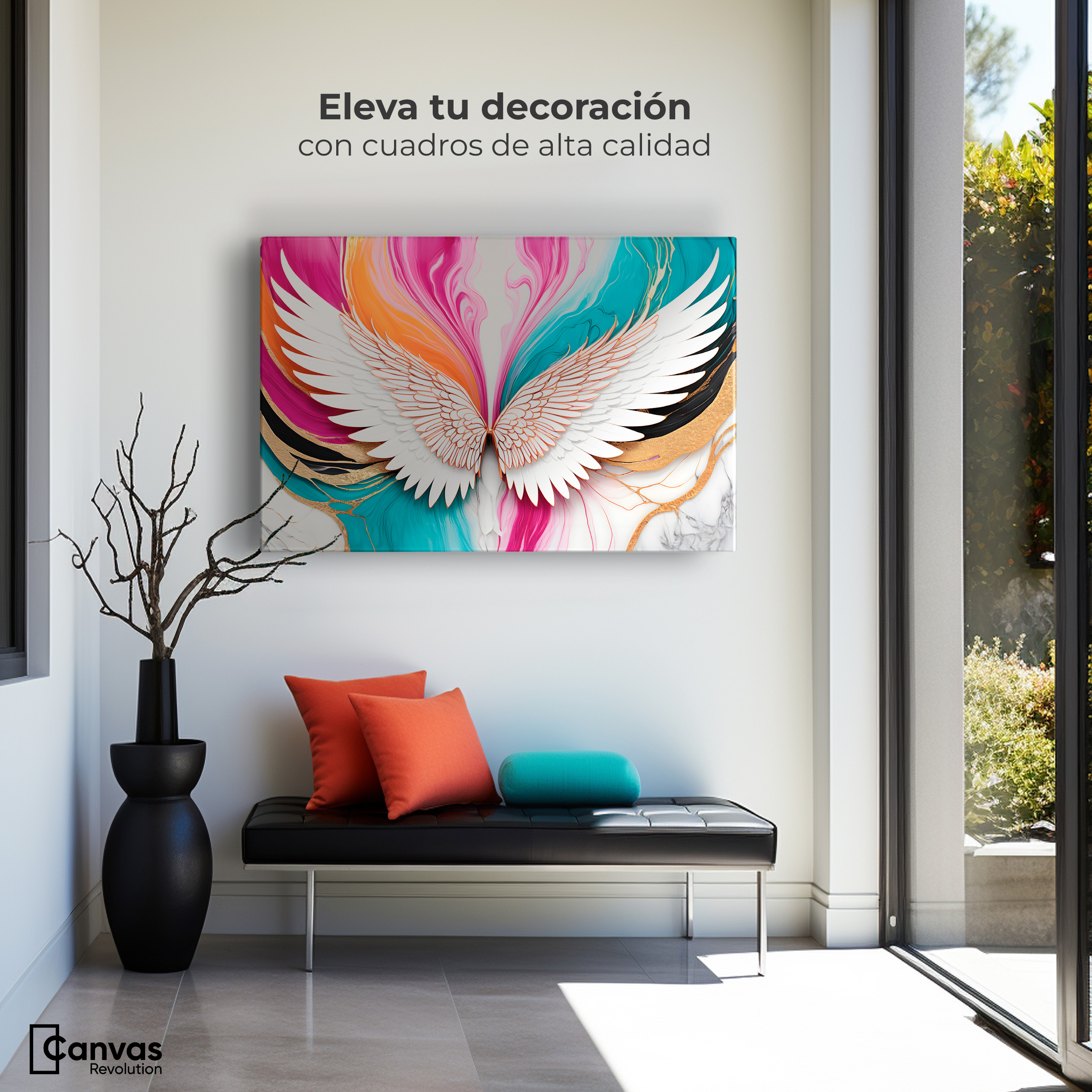 Foto 4 pulgar | Cuadro Alas De Ángel Canvas Alas Fusión Color 90x60