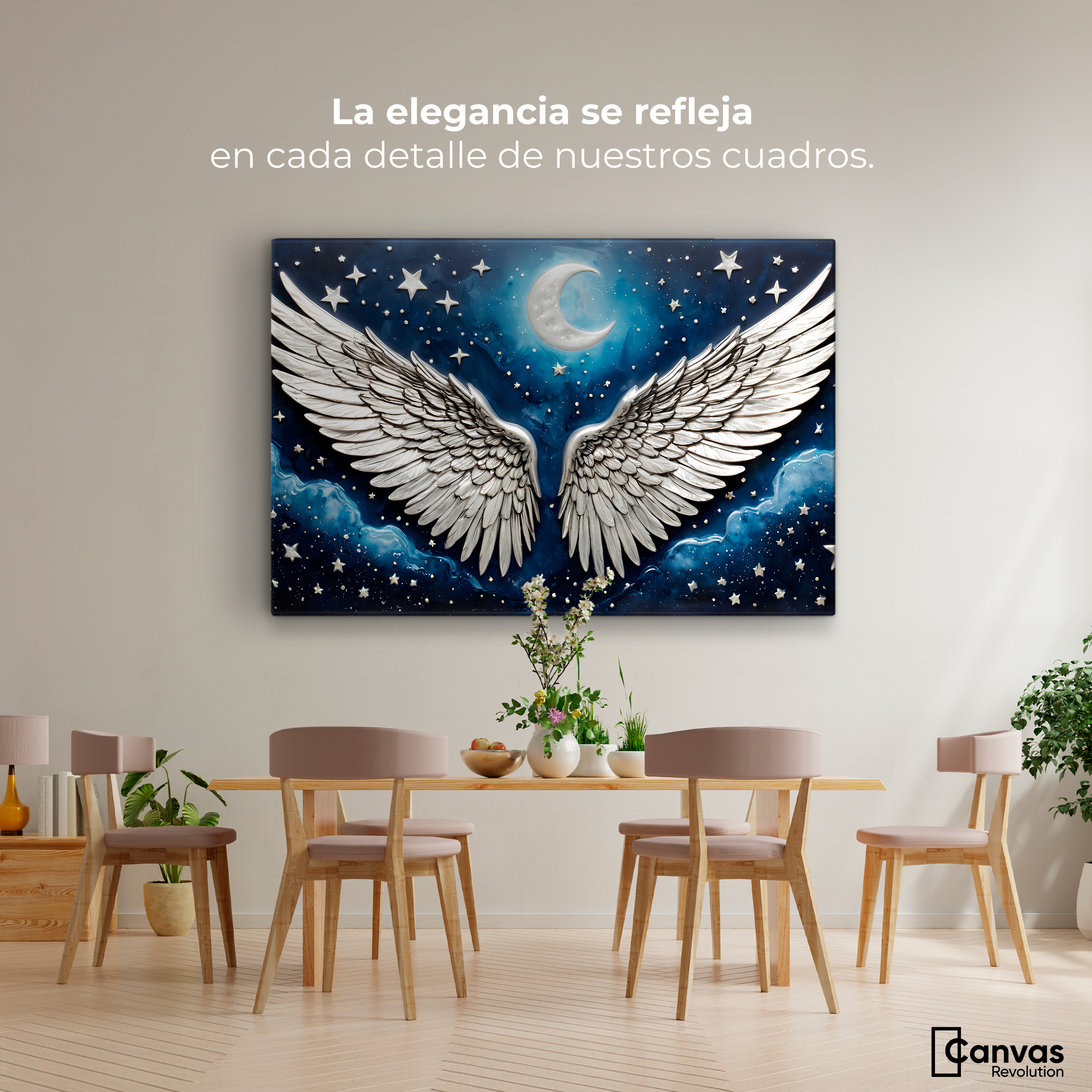 Foto 3 pulgar | Cuadro Alas De Ángel Canvas Sueños Alados 90x60