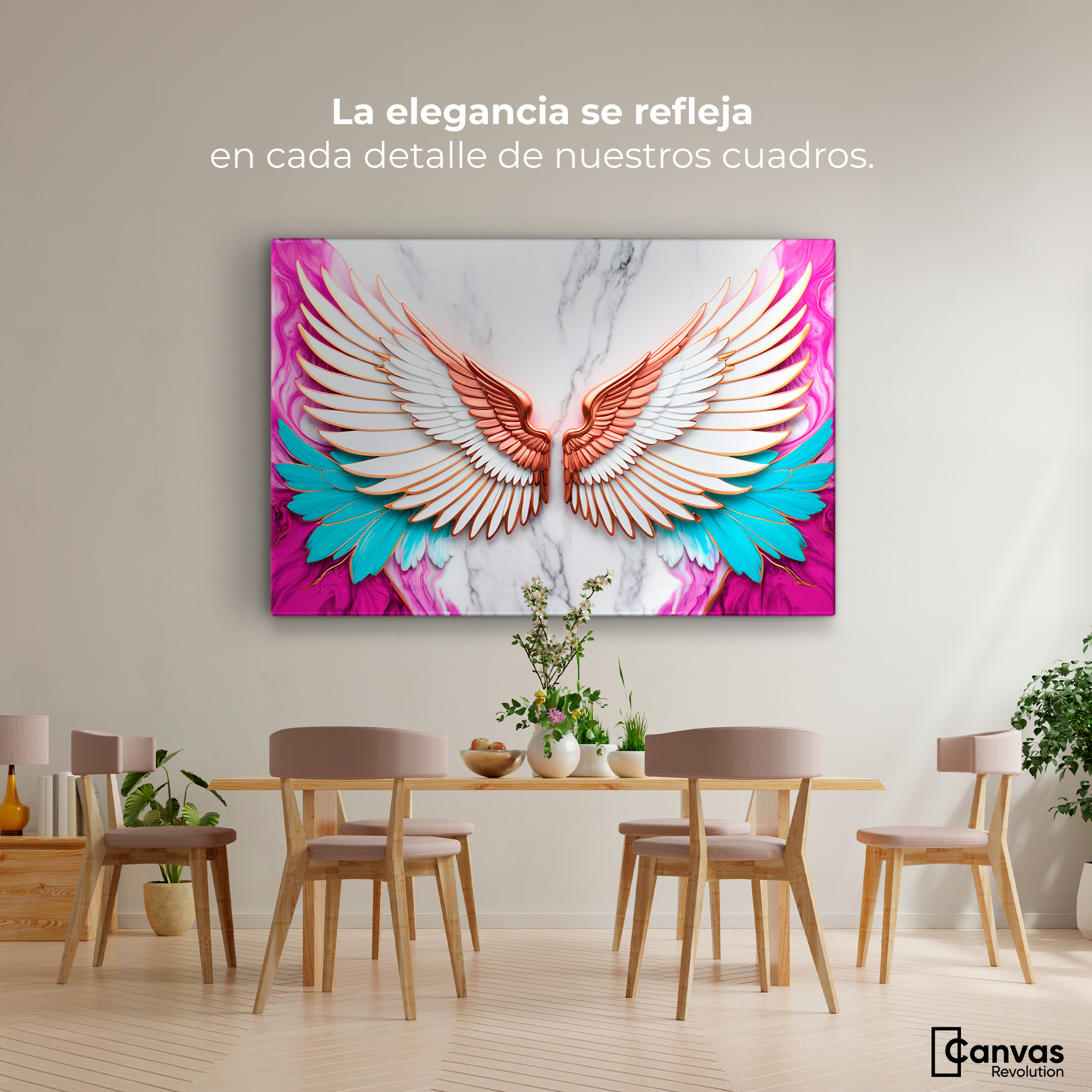 Foto 3 pulgar | Cuadro Alas De Ángel Canvas Alas Ángel Pureza 90x60