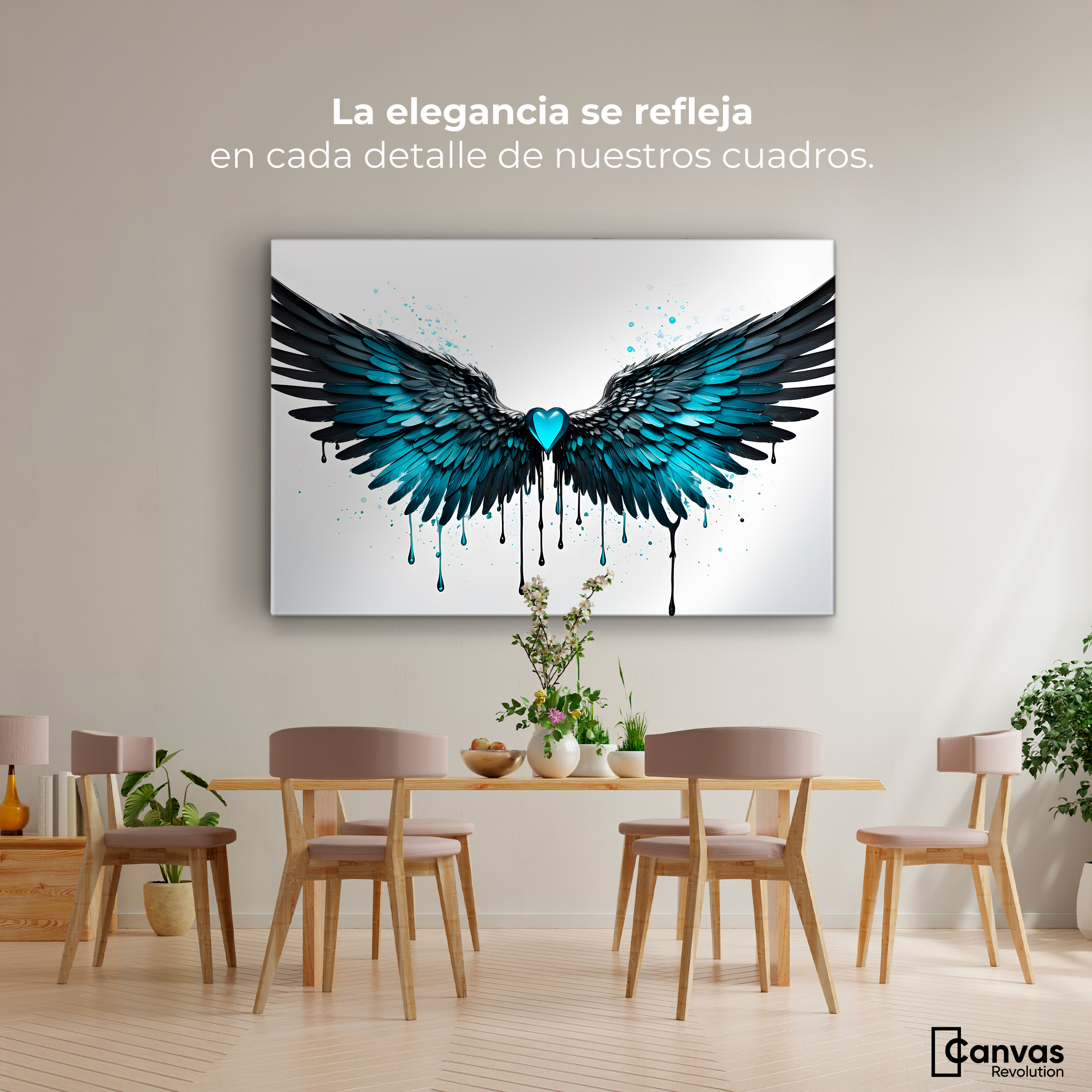 Foto 3 pulgar | Cuadro Alas De Ángel Canvas Alas Piedra Ángel 90x60