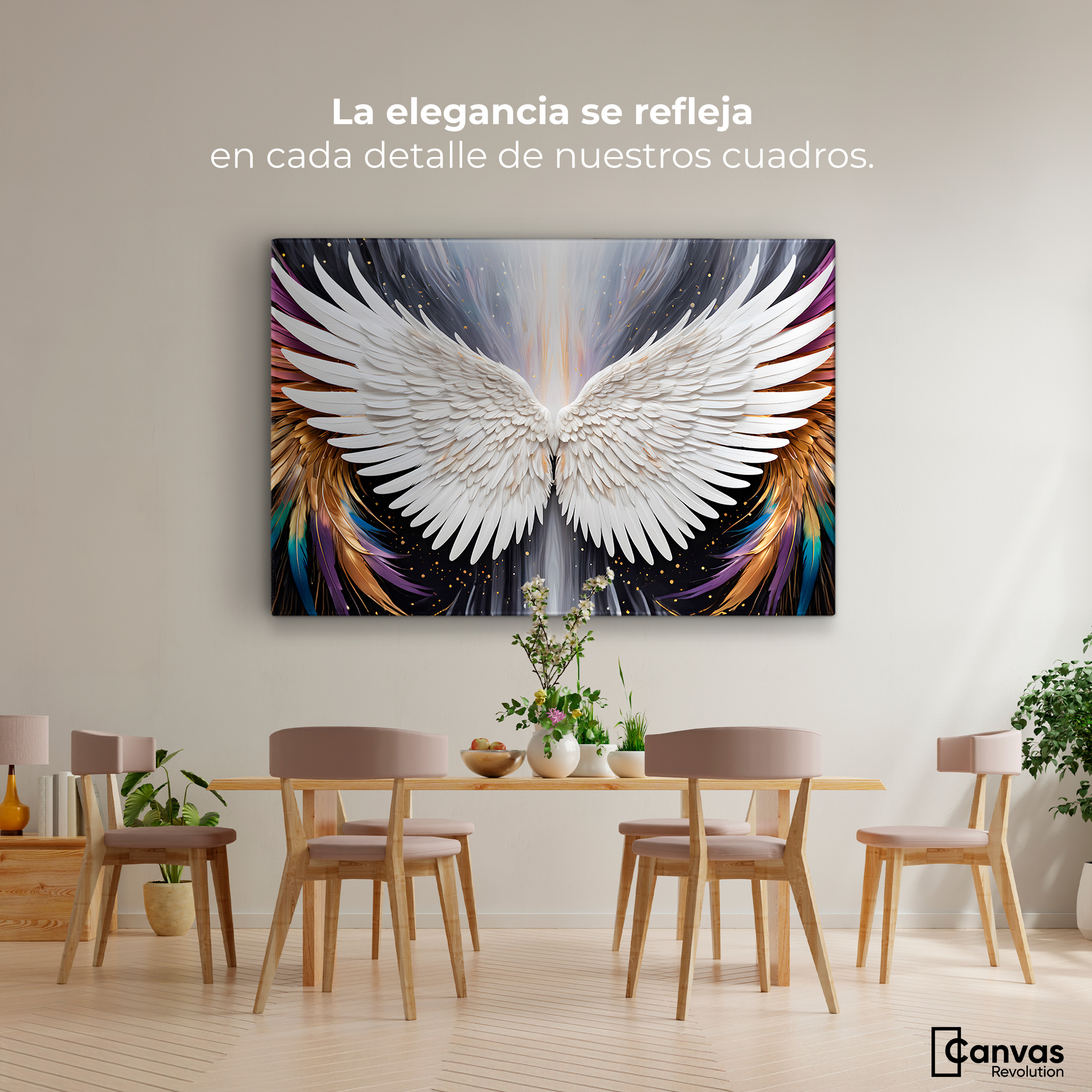Foto 3 pulgar | Cuadro Alas De Ángel Canvas Alas Ángel Místico 90x60