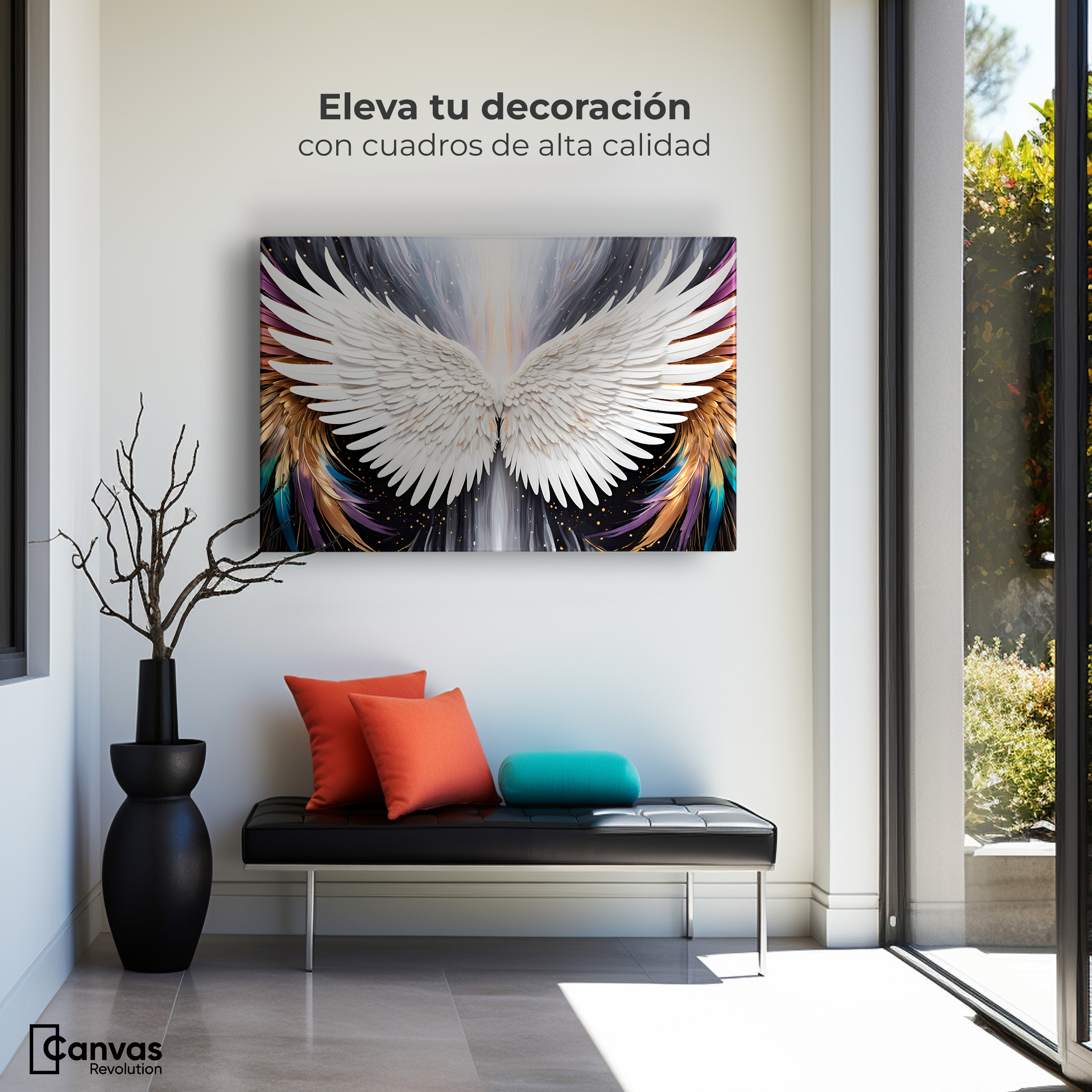 Foto 4 pulgar | Cuadro Alas De Ángel Canvas Alas Ángel Místico 90x60