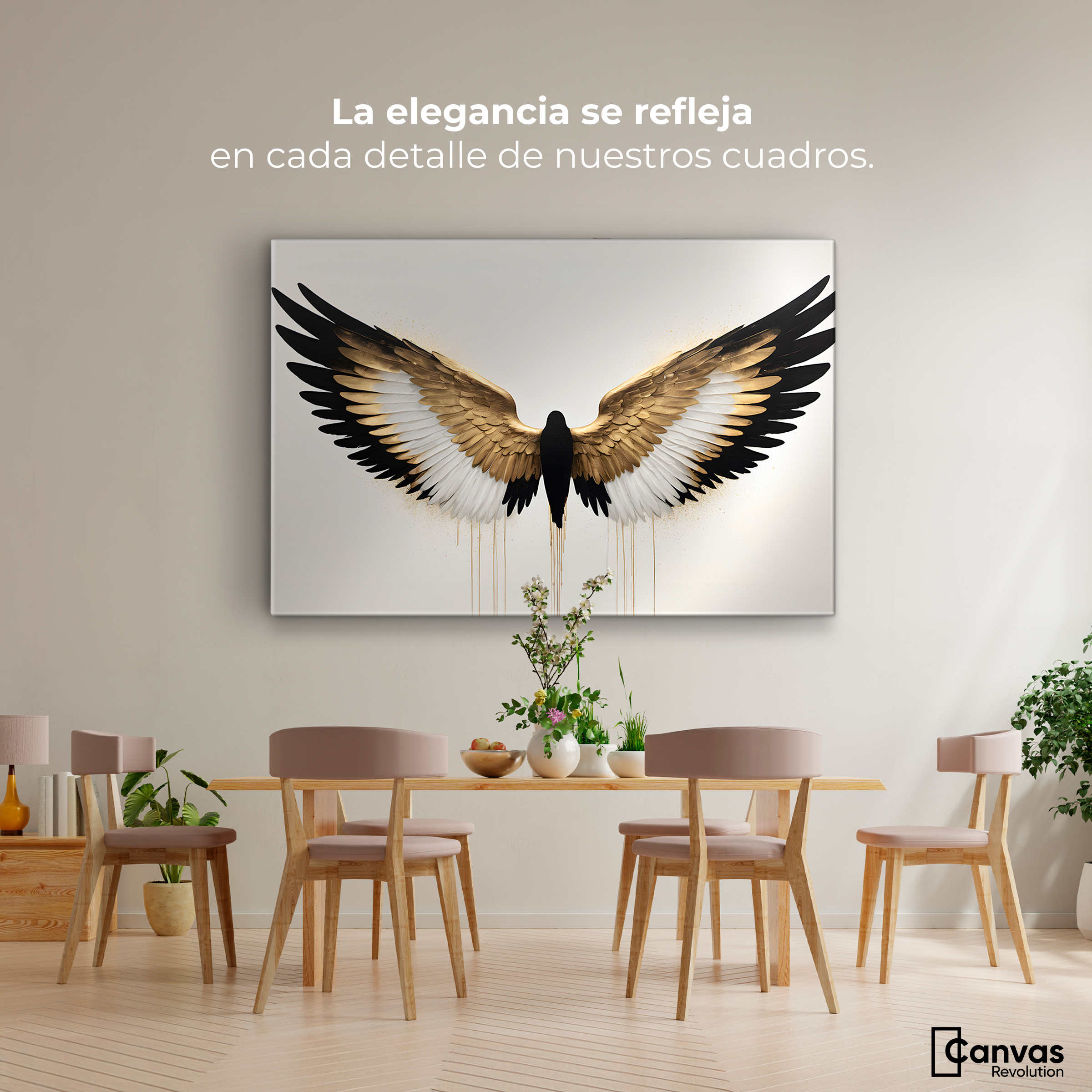 Foto 3 pulgar | Cuadro Alas De Ángel Canvas Alas Ángel Fusión 90x60