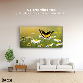 Foto 2 | Cuadro Mariposas Canvas Danza Entre Flores 120x60