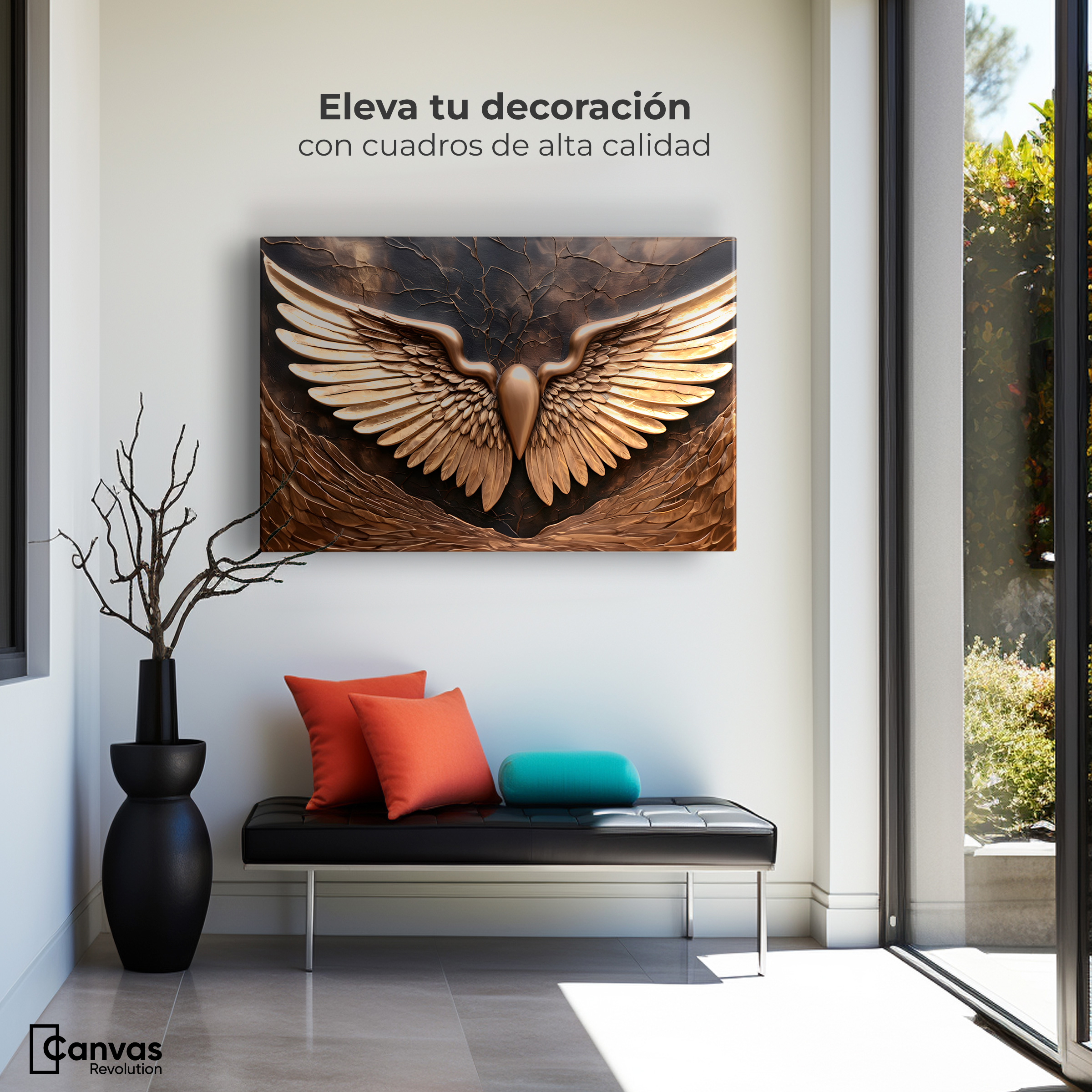 Foto 4 pulgar | Cuadro Alas De Ángel Canvas Alas Ángel Cobre 90x60