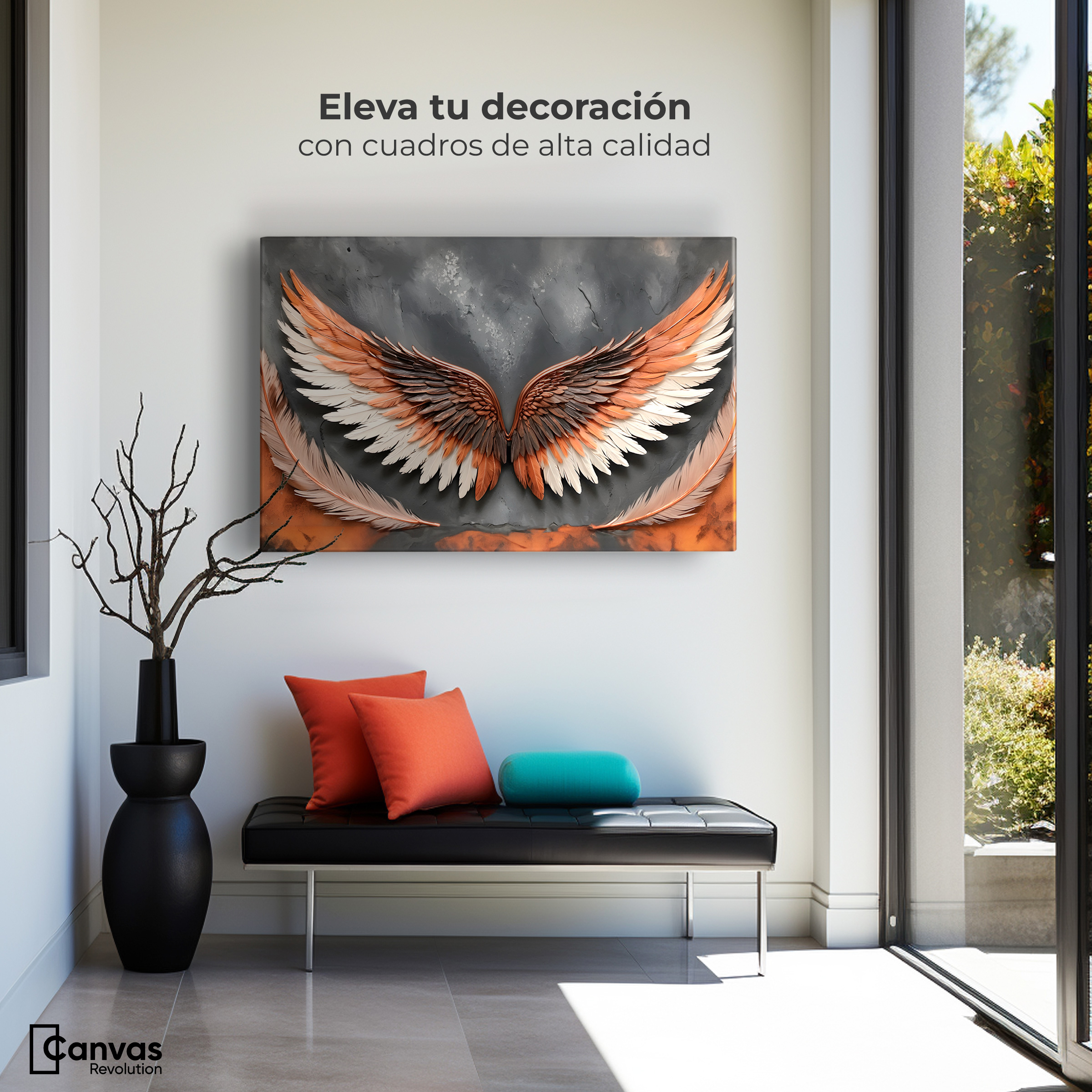 Foto 4 pulgar | Cuadro Alas De Ángel Canvas Ángel Luz Divina 90x60