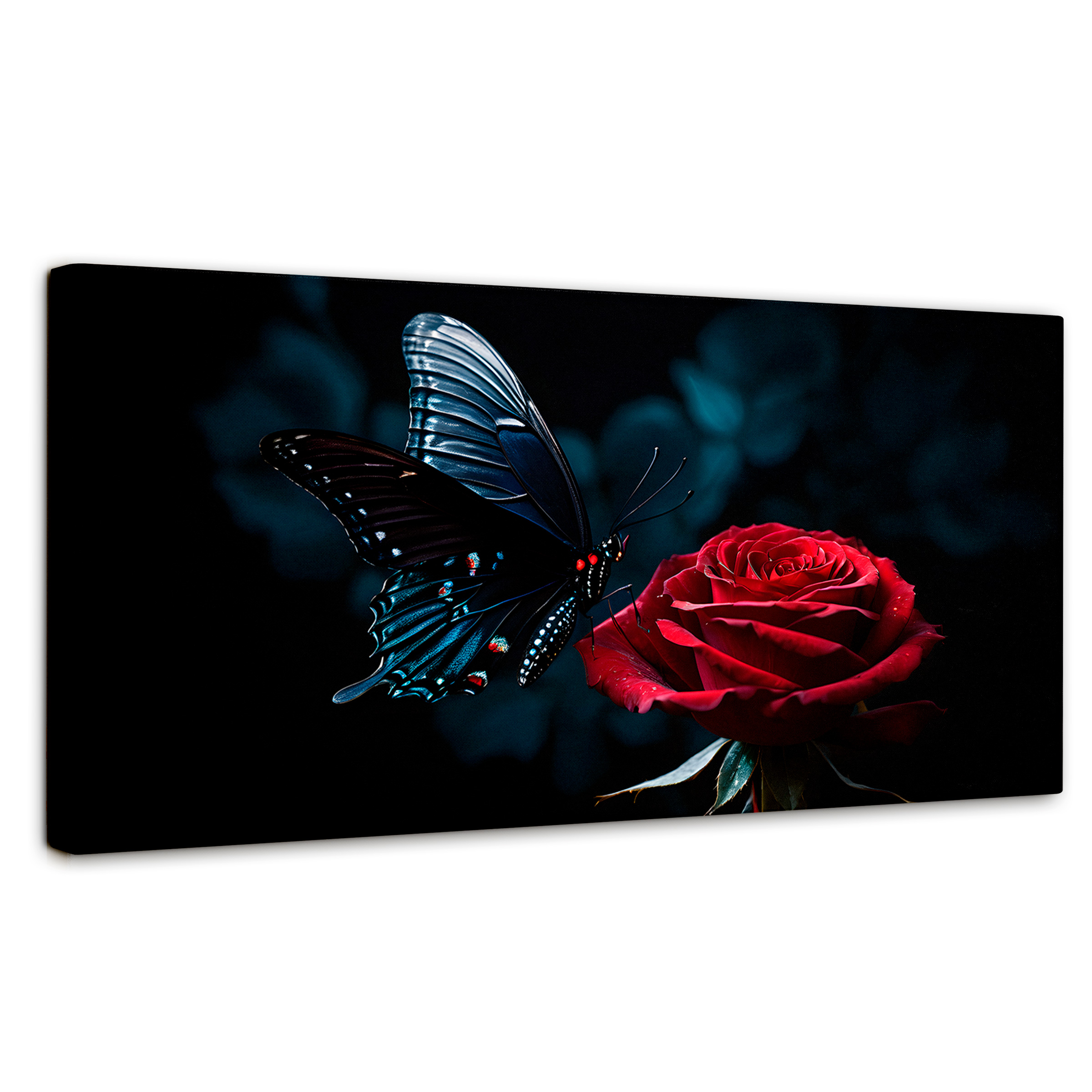 Foto 2 pulgar | Cuadro Mariposas Canvas Mariposa Y Rosa 120x60