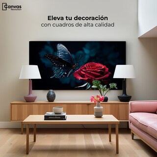 Foto 3 | Cuadro Mariposas Canvas Mariposa Y Rosa 120x60