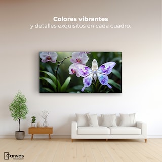 Foto 2 | Cuadro Mariposas Canvas Orquídeas Y Alas 120x60