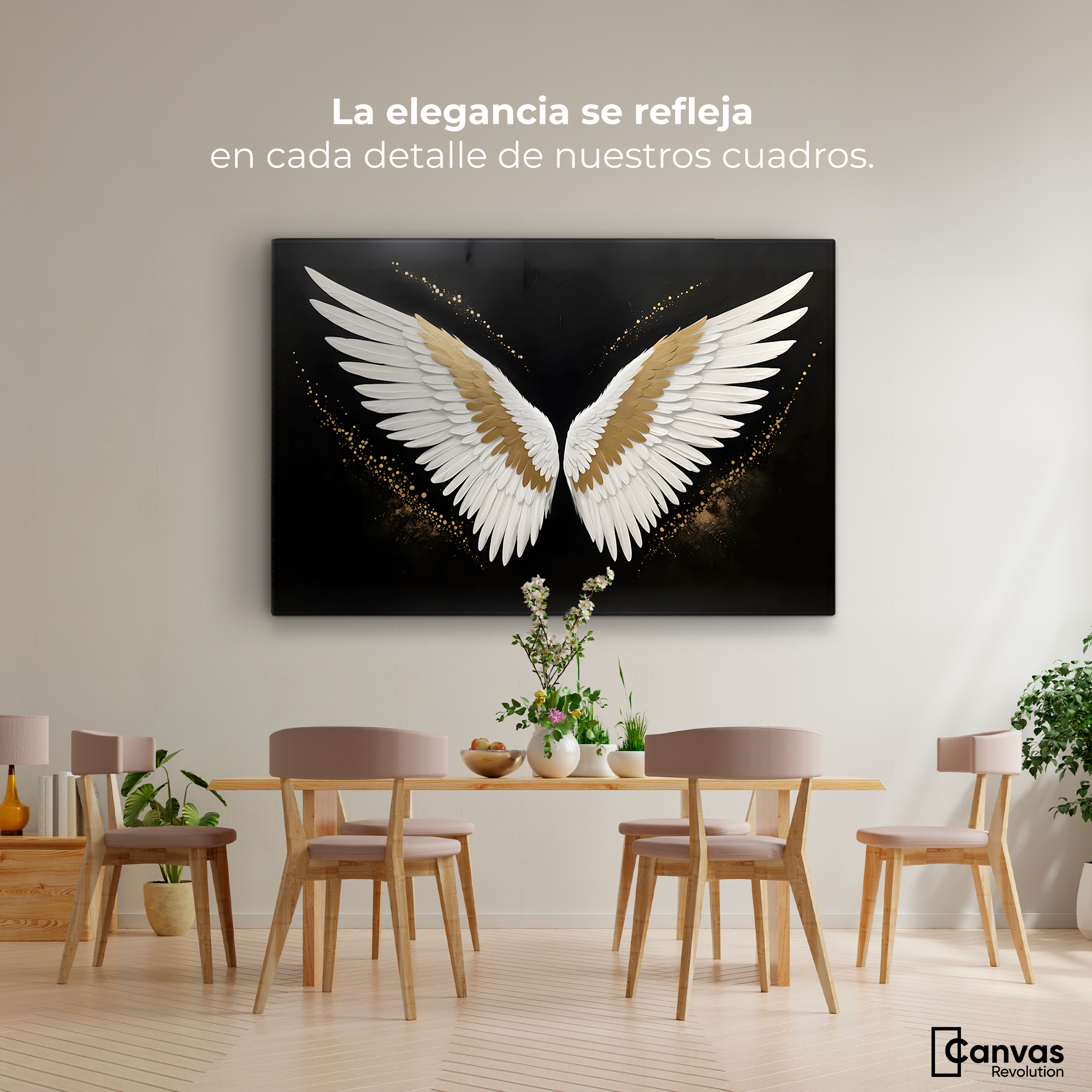 Foto 3 pulgar | Cuadro Alas De Ángel Canvas Alas Ángel Eleganza 90x60