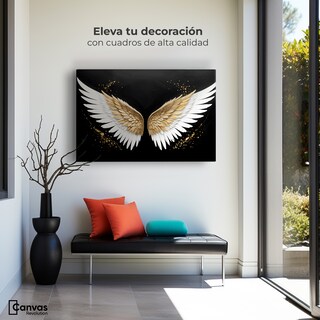 Foto 3 | Cuadro Alas De Ángel Canvas Alas Oro Negro 90x60