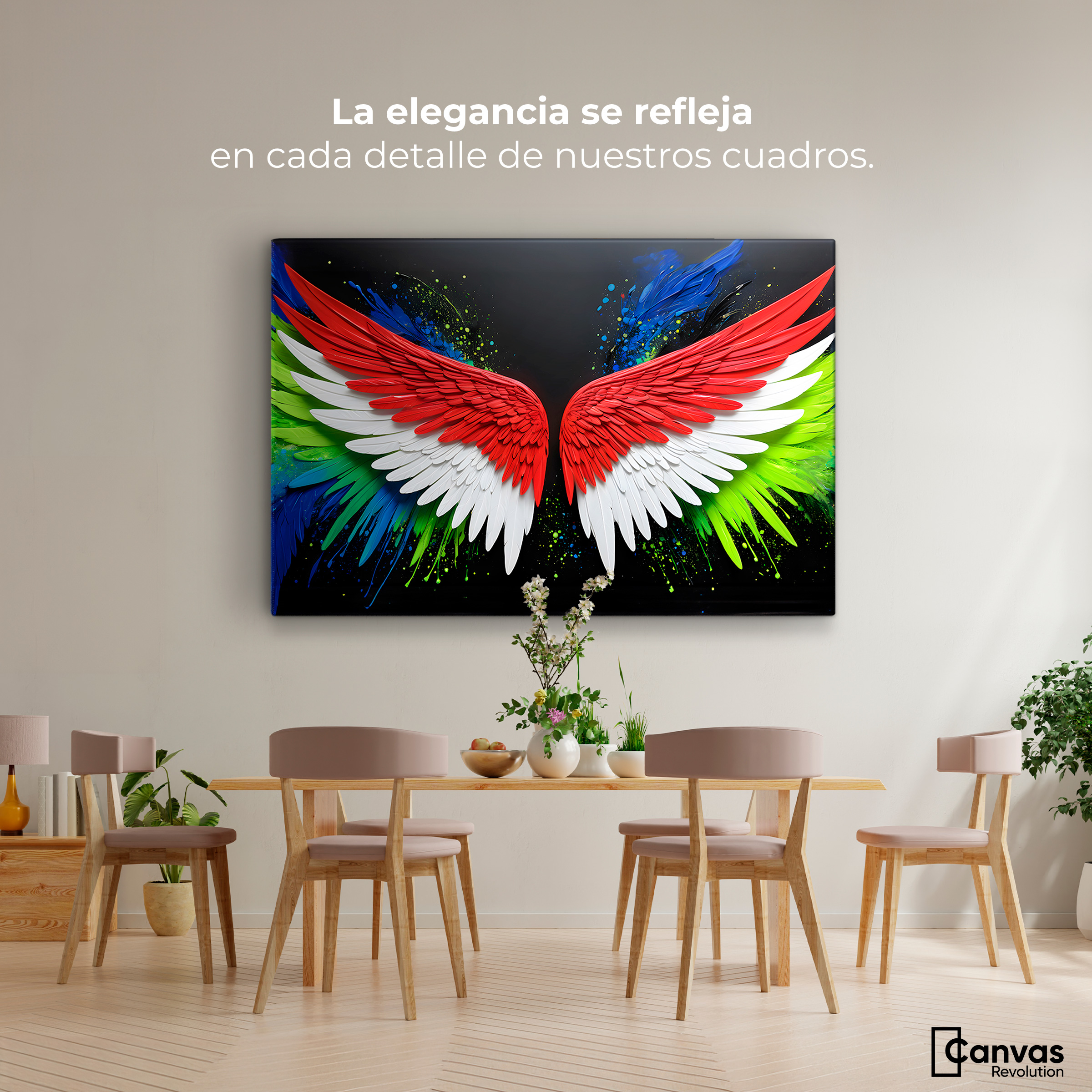 Foto 3 pulgar | Cuadro Alas De Ángel Canvas Alas Ángel Radiante 90x60