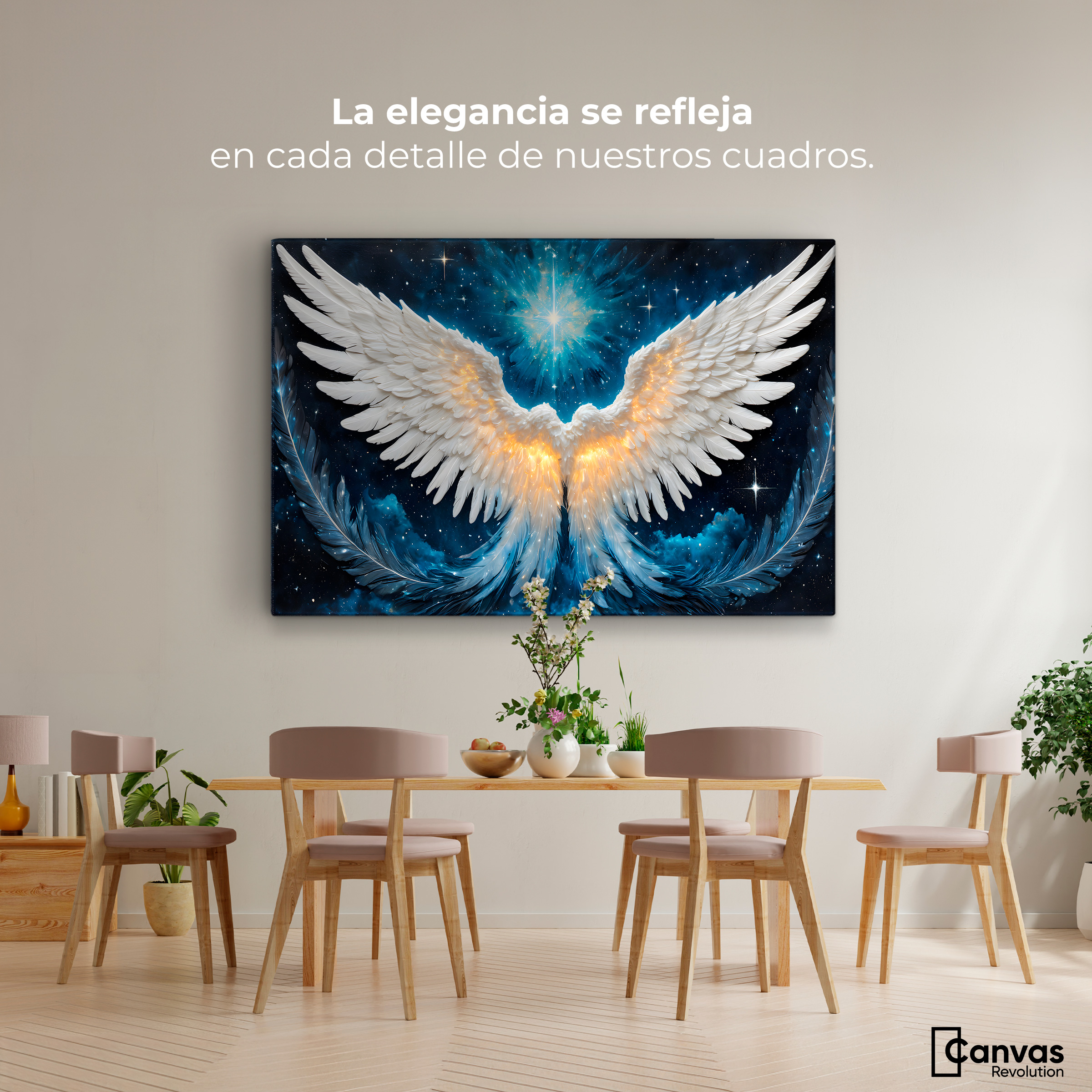 Foto 3 pulgar | Cuadro Alas De Ángel Canvas Esencia Angelical 90x60