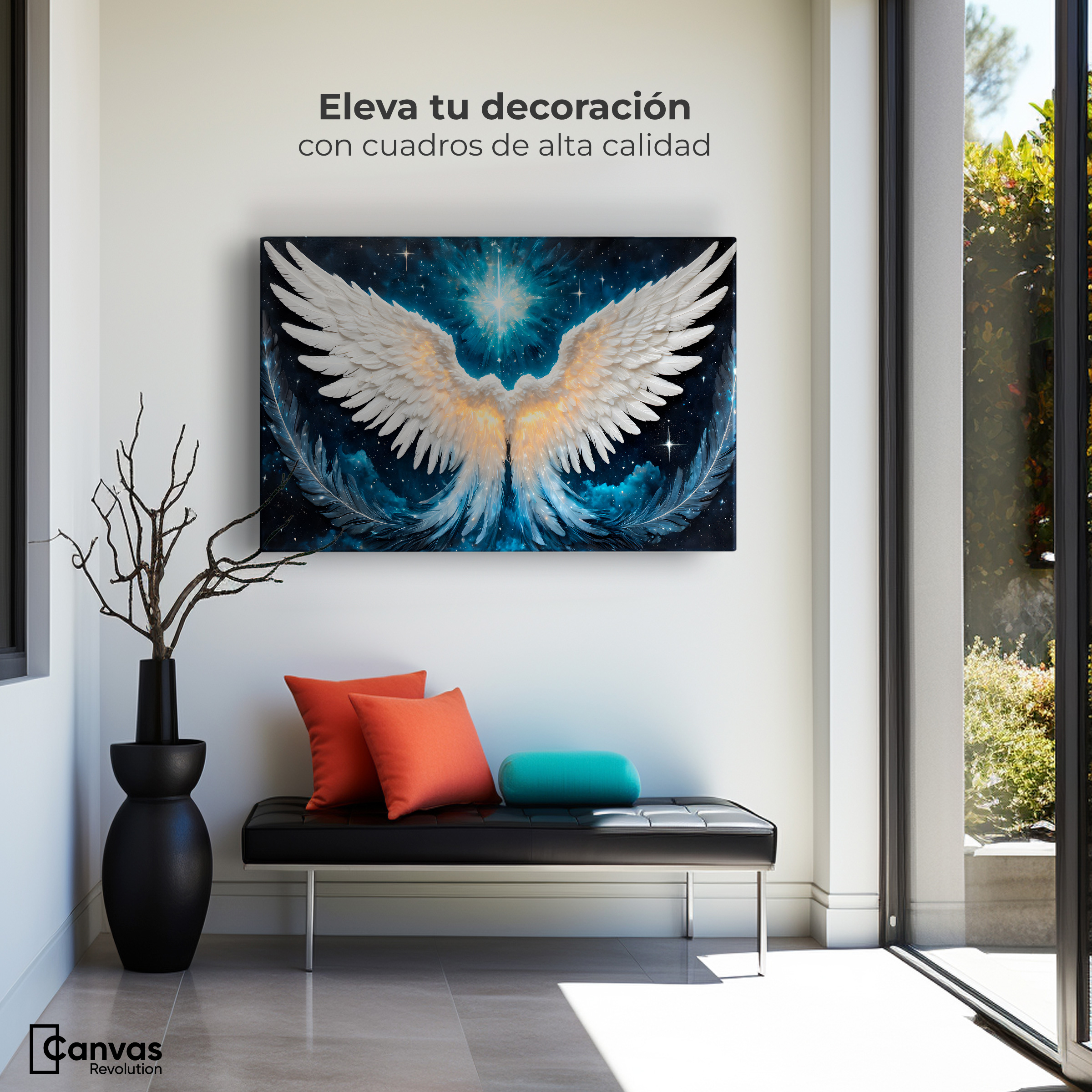 Foto 4 pulgar | Cuadro Alas De Ángel Canvas Esencia Angelical 90x60