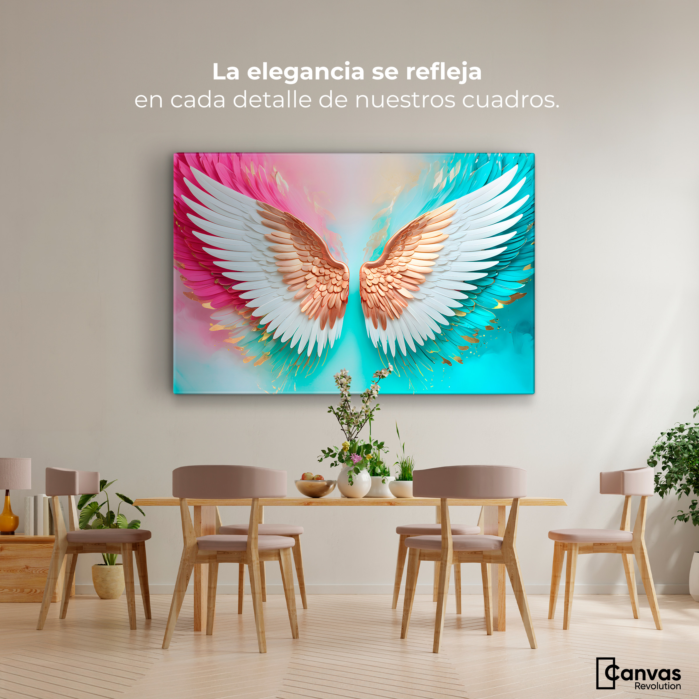 Foto 3 pulgar | Cuadro Alas De Ángel Canvas Ángel Espíritu Luz 90x60