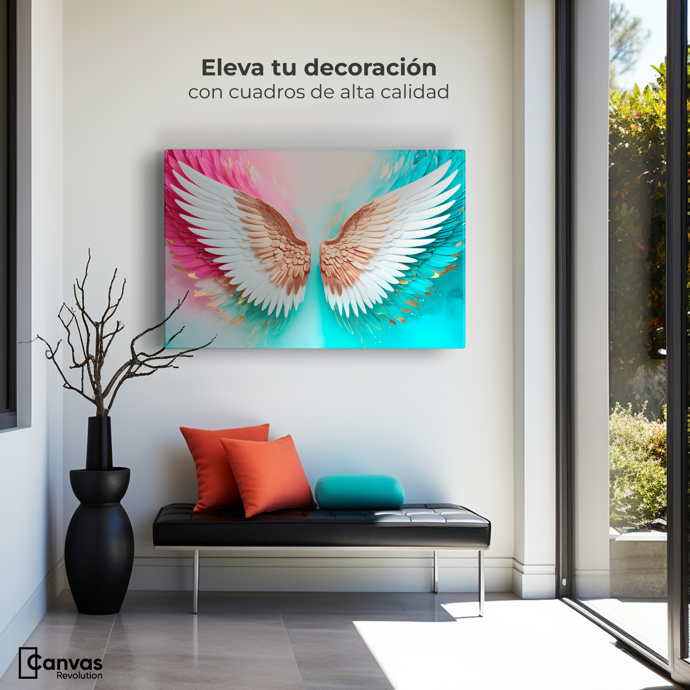 Foto 4 pulgar | Cuadro Alas De Ángel Canvas Ángel Espíritu Luz 90x60