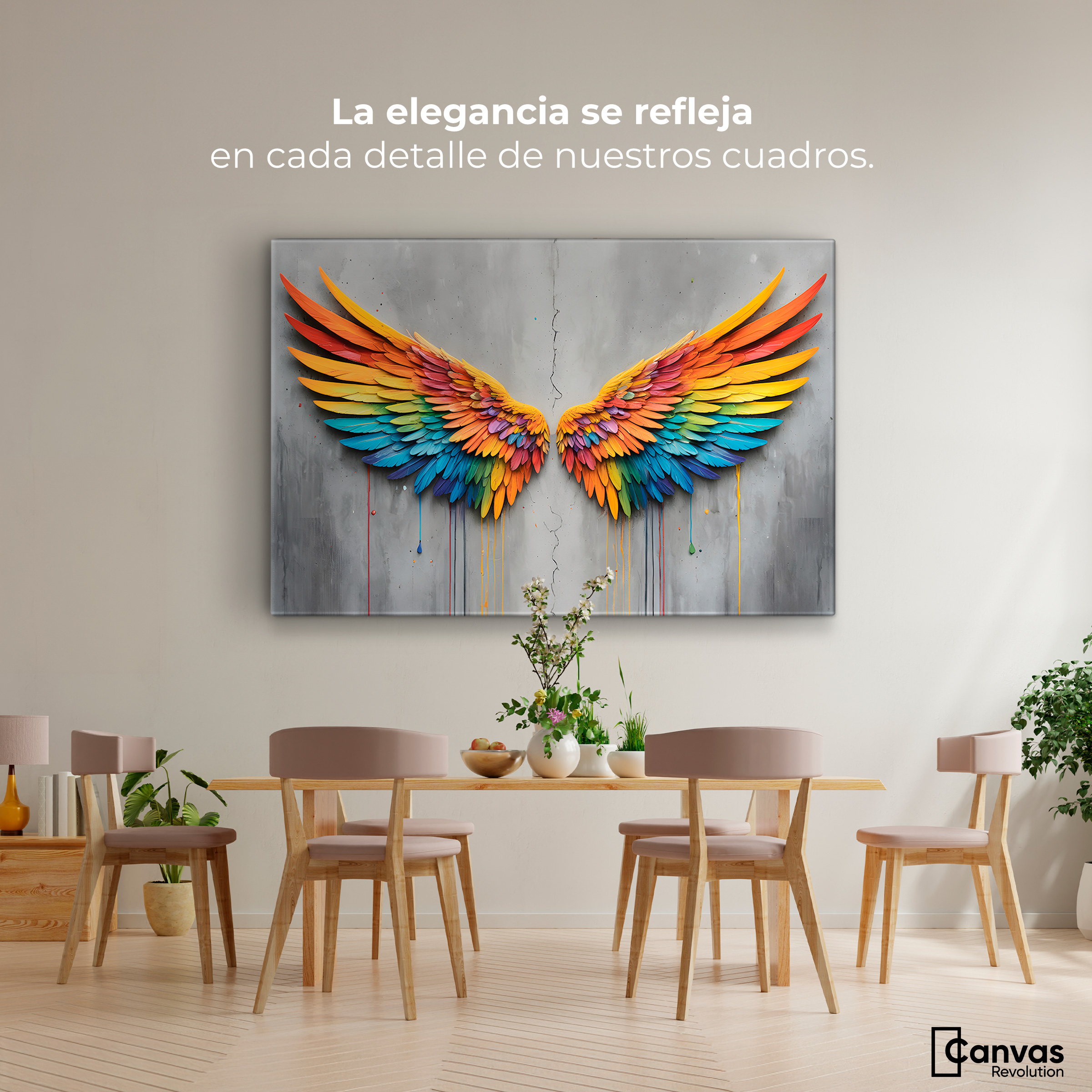 Foto 2 | Cuadro Alas De Ángel Canvas Alas Ángel Colores 90x60