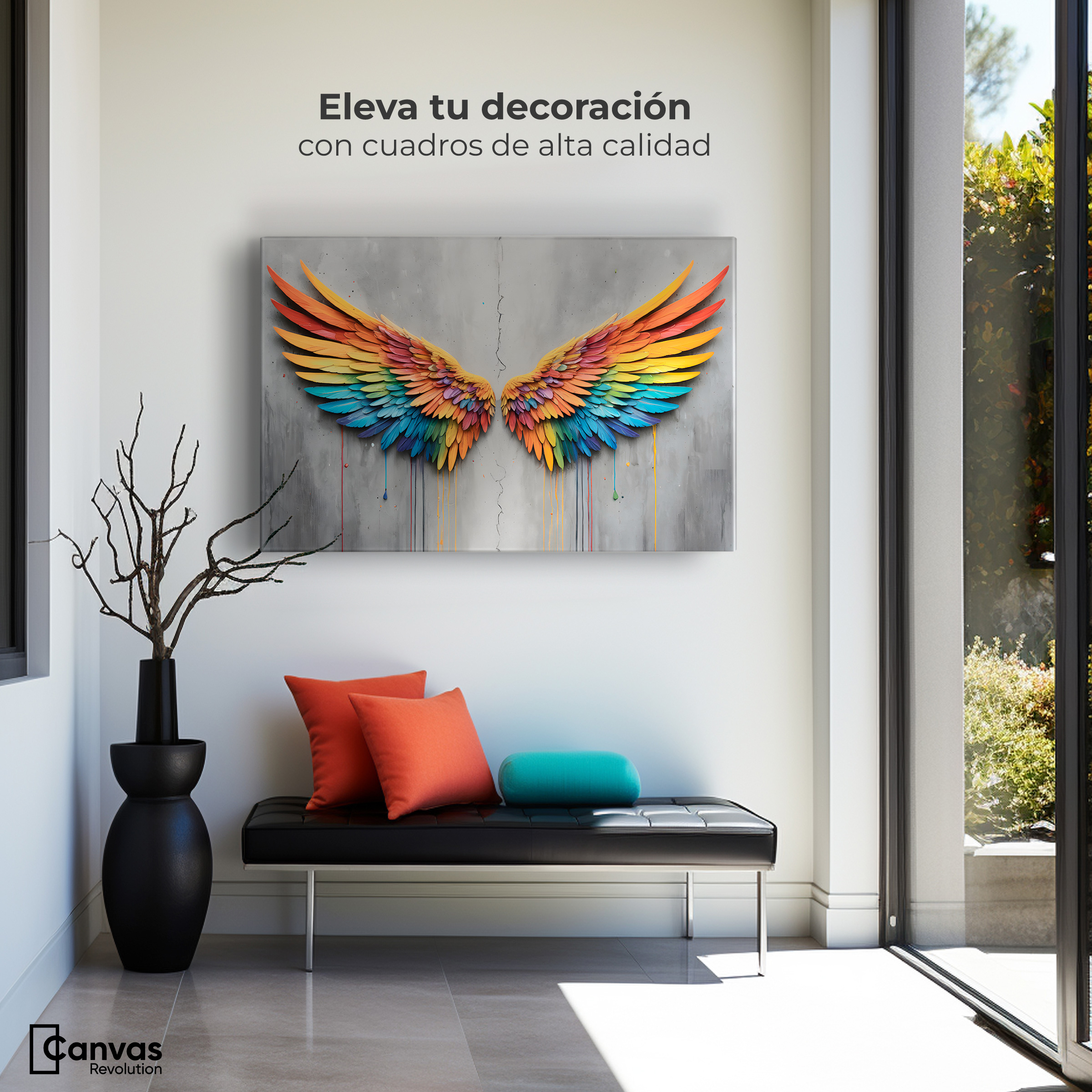 Foto 3 | Cuadro Alas De Ángel Canvas Alas Ángel Colores 90x60
