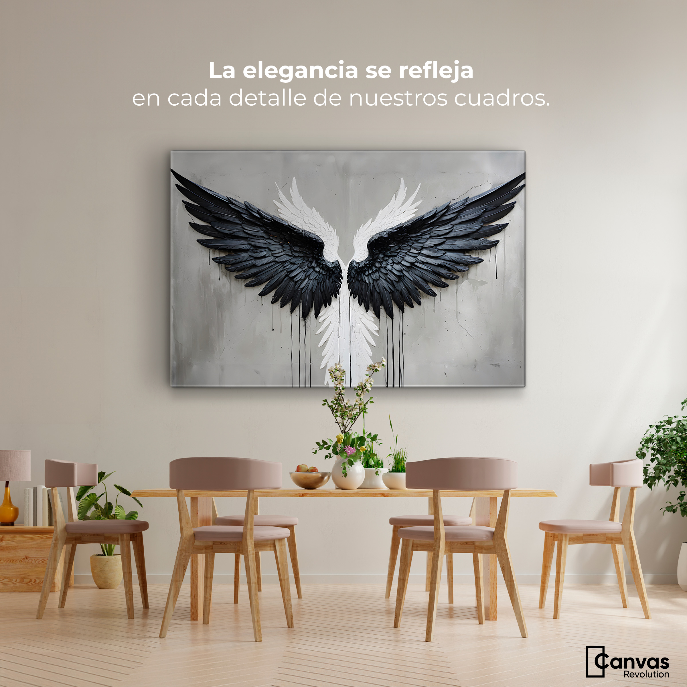 Foto 2 | Cuadro Alas De Ángel Canvas Alas Ángel Oscuro 90x60