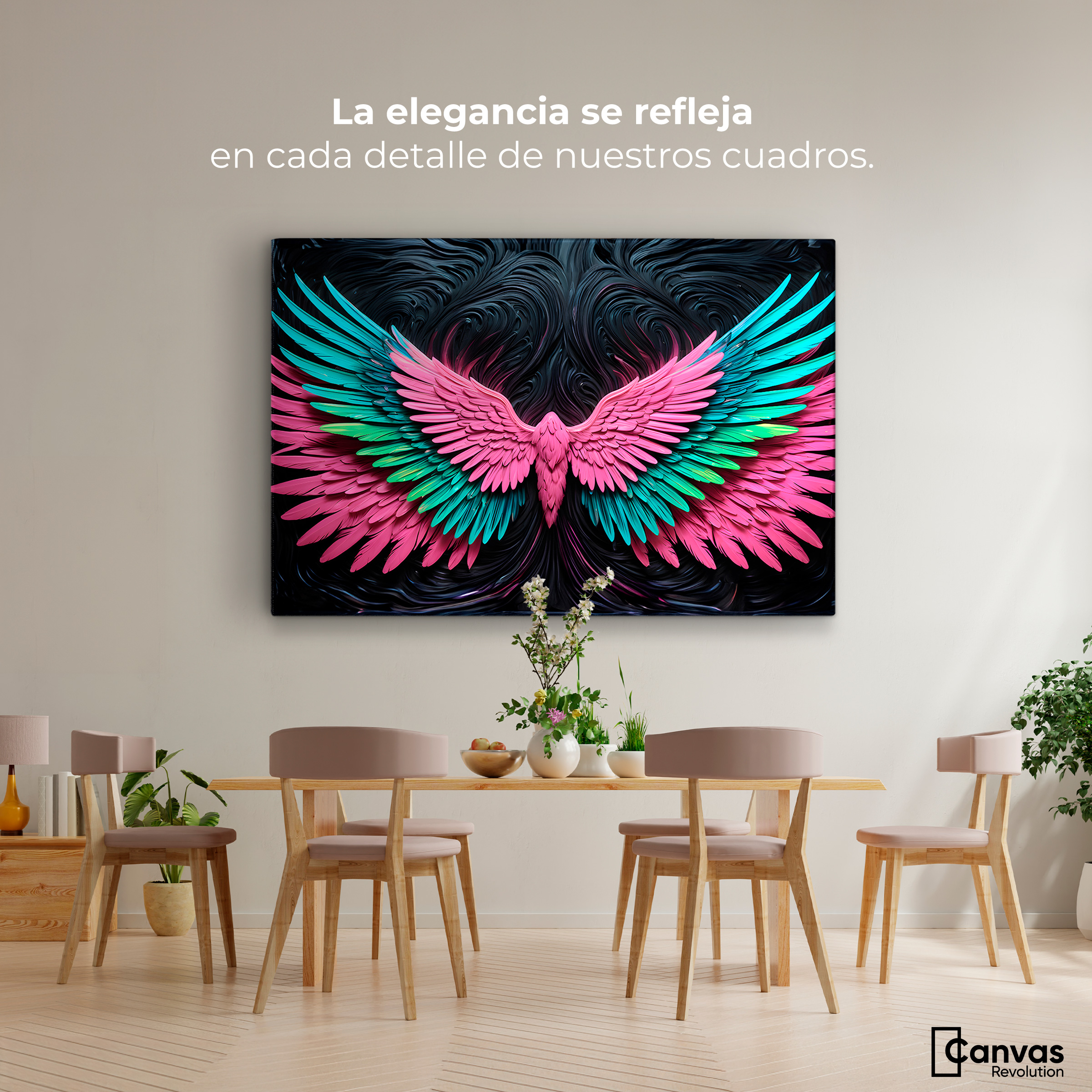 Foto 3 pulgar | Cuadro Alas De Ángel Canvas Alas Luz Ángeles 90x60