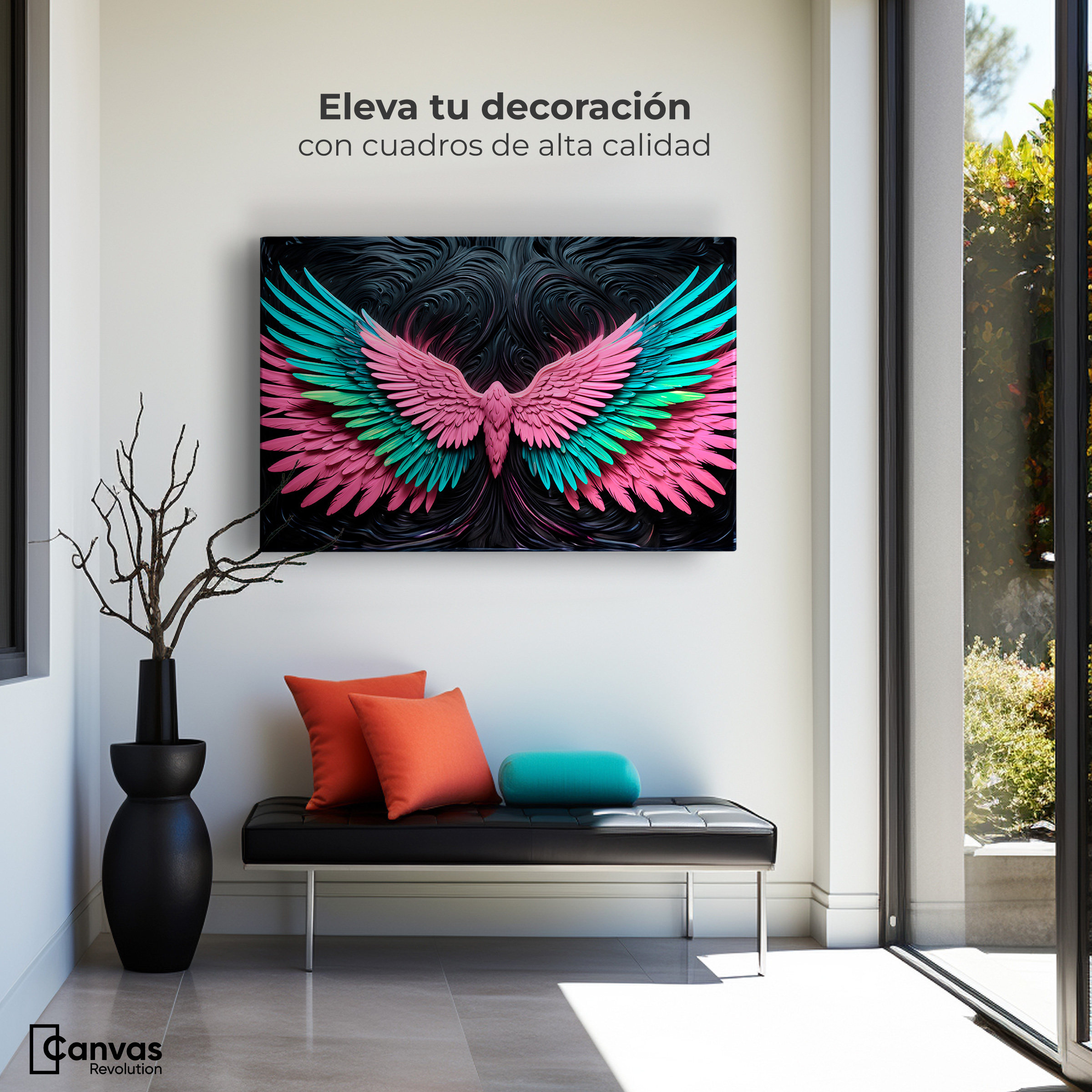 Foto 3 | Cuadro Alas De Ángel Canvas Alas Luz Ángeles 90x60