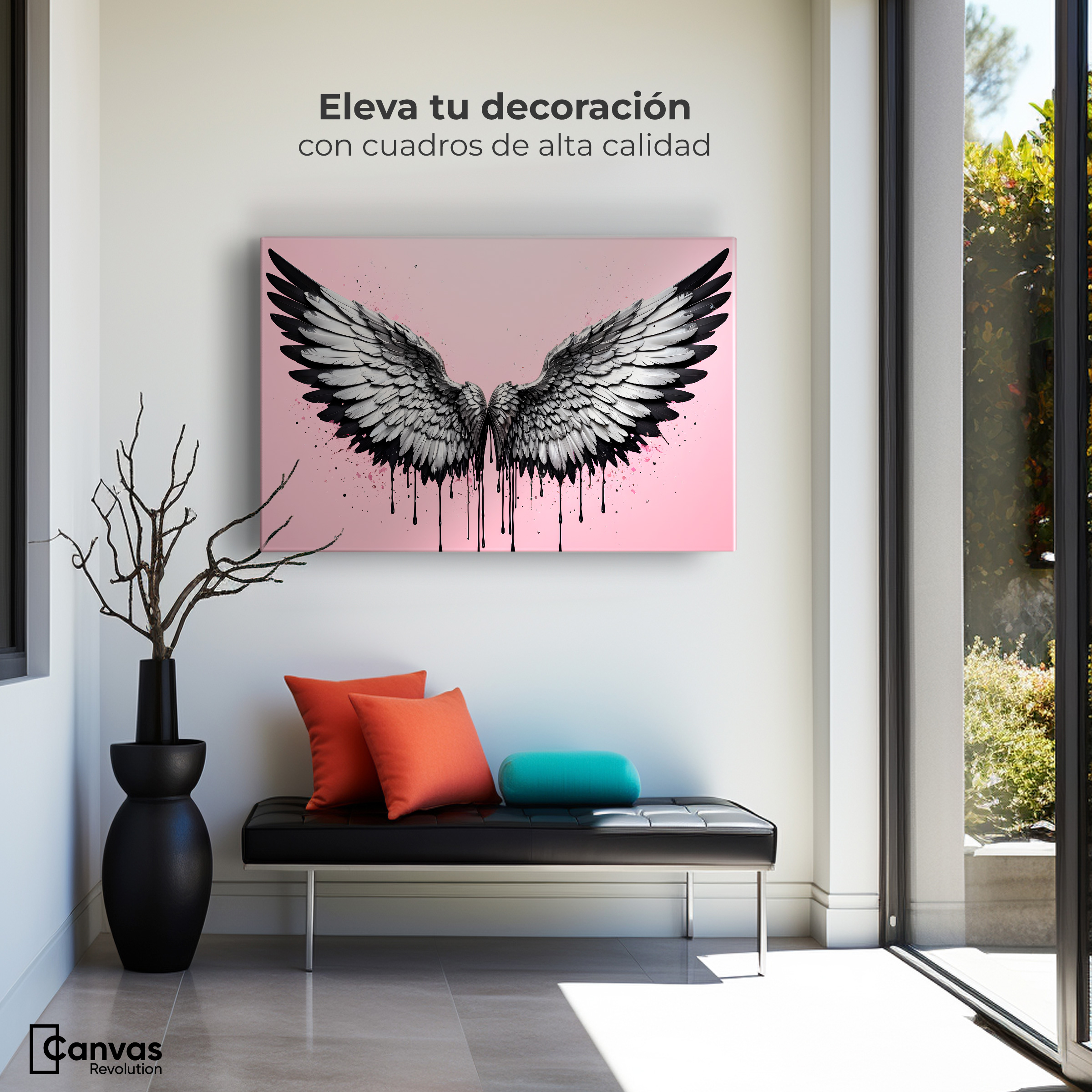 Foto 4 pulgar | Cuadro Alas De Ángel Canvas Luz De Ángeles 90x60
