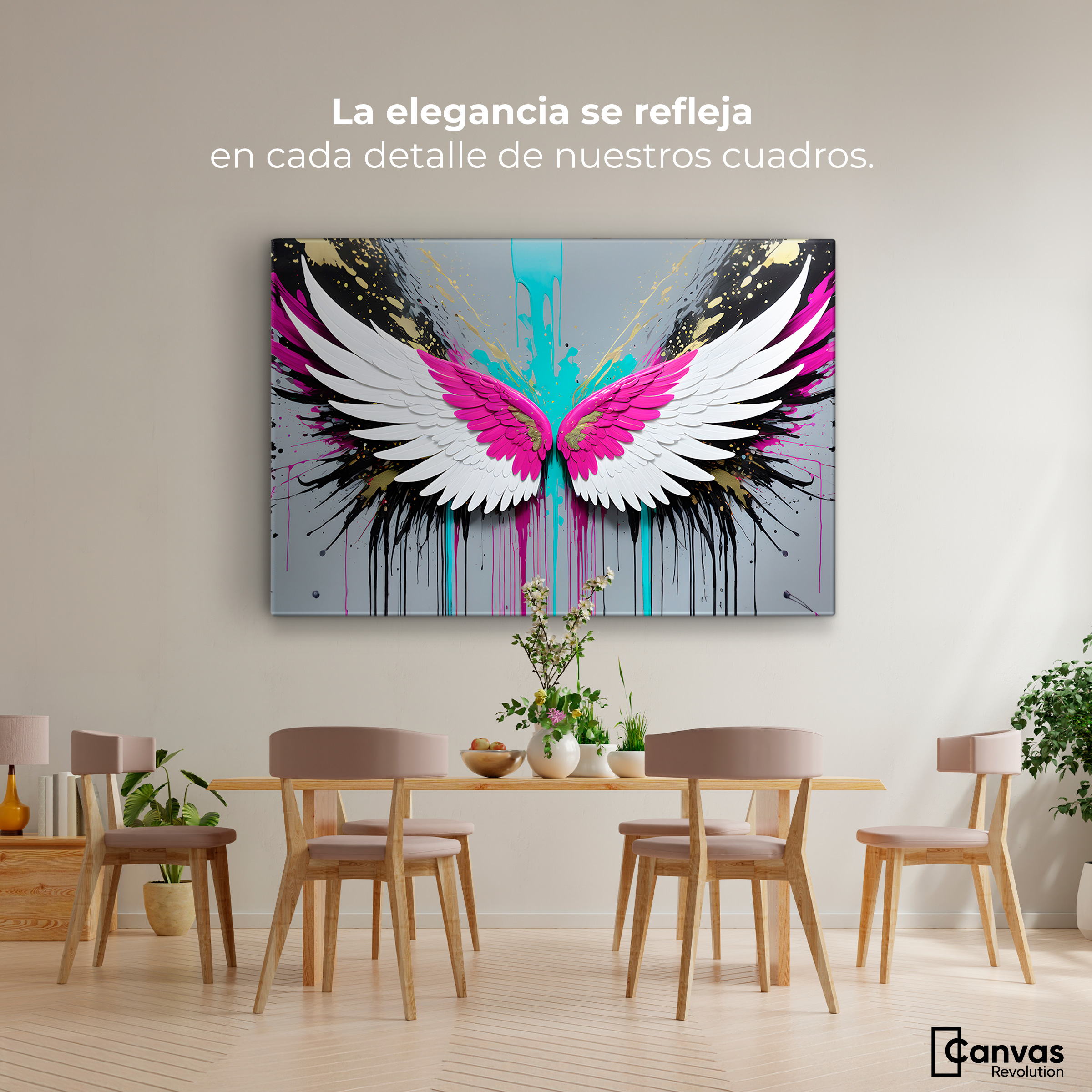 Foto 3 pulgar | Cuadro Alas De Ángel Canvas Alas Vuelo Eterno 90x60