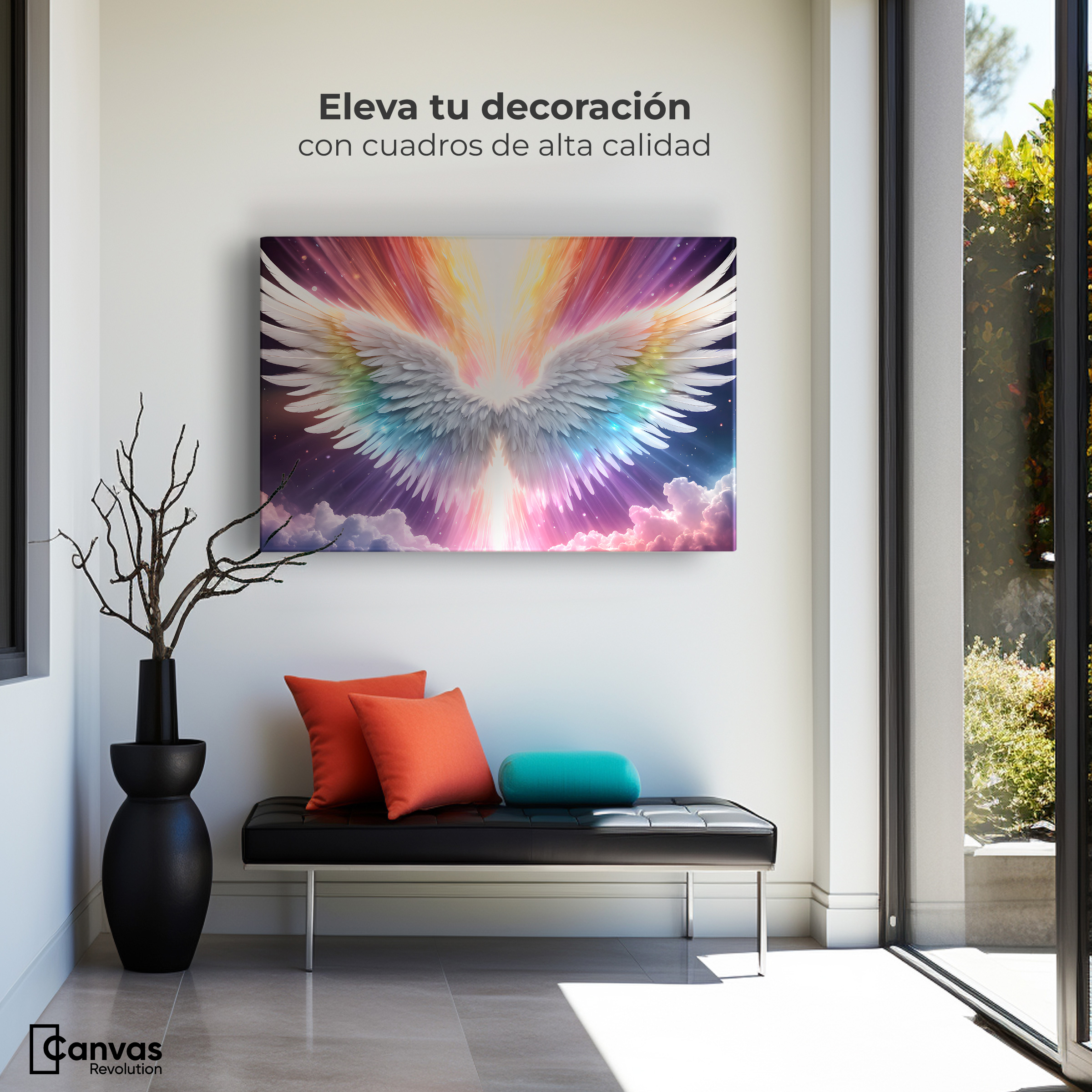 Foto 4 pulgar | Cuadro Alas De Ángel Canvas Aura Angelical 90x60