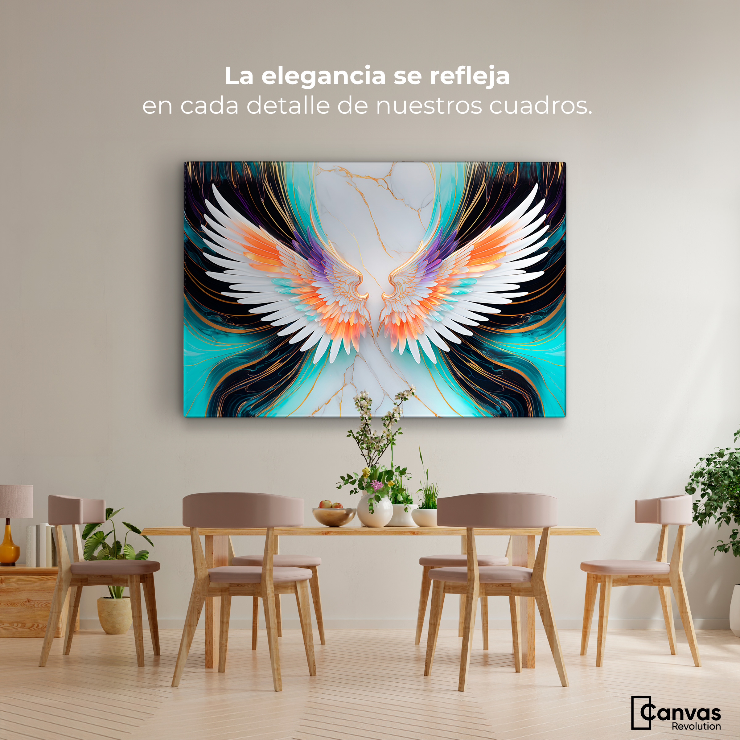 Foto 3 pulgar | Cuadro Alas De Ángel Canvas Alas Ángel Marmol 90x60