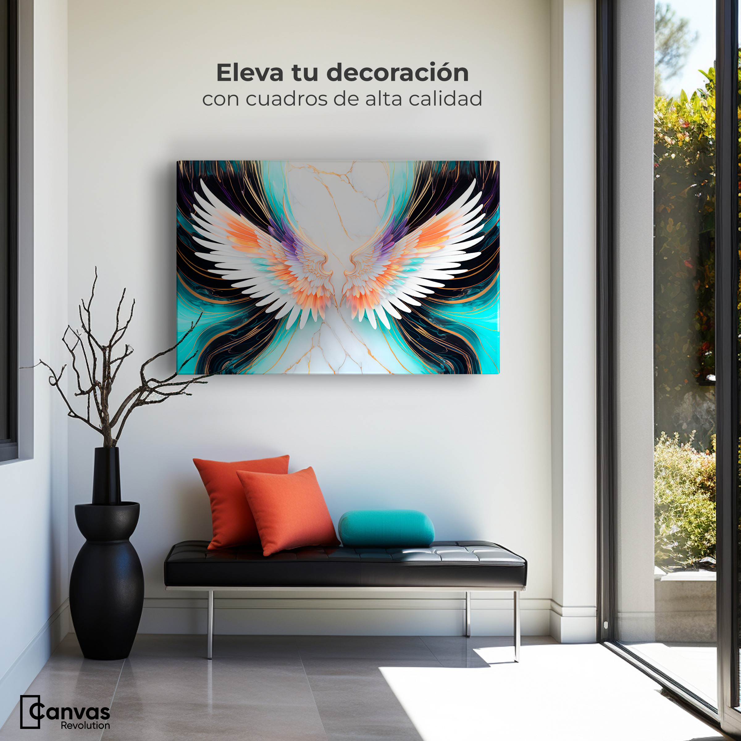 Foto 4 pulgar | Cuadro Alas De Ángel Canvas Alas Ángel Marmol 90x60