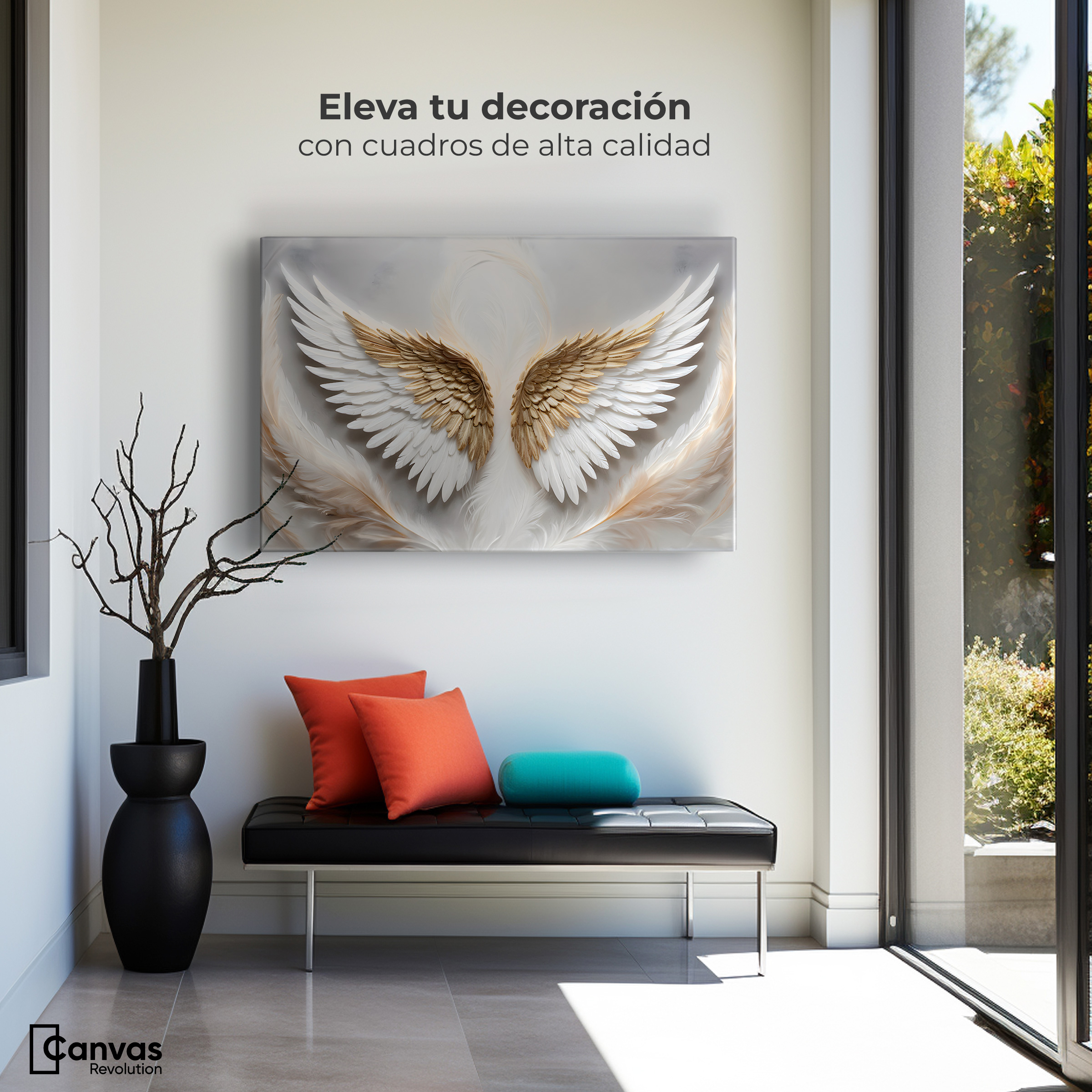 Foto 4 pulgar | Cuadro Alas De Ángel Canvas Ángel Luz Radiante 90x60